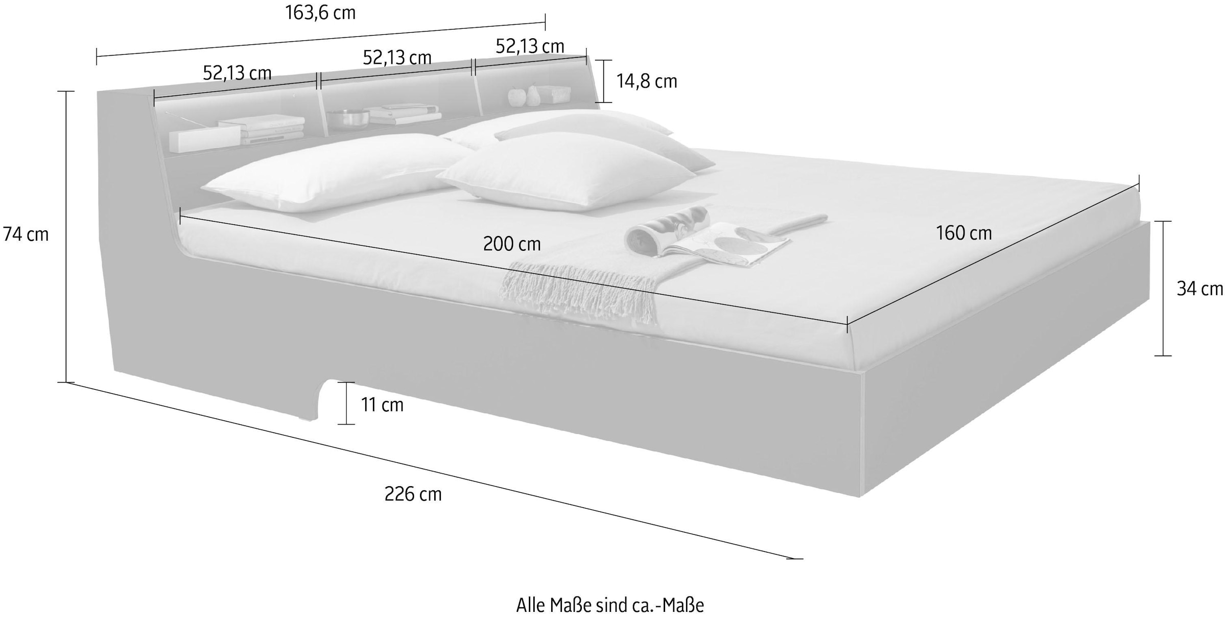 Müller SMALL LIVING Bett »Slope«, inklusive LED Beleuchtung