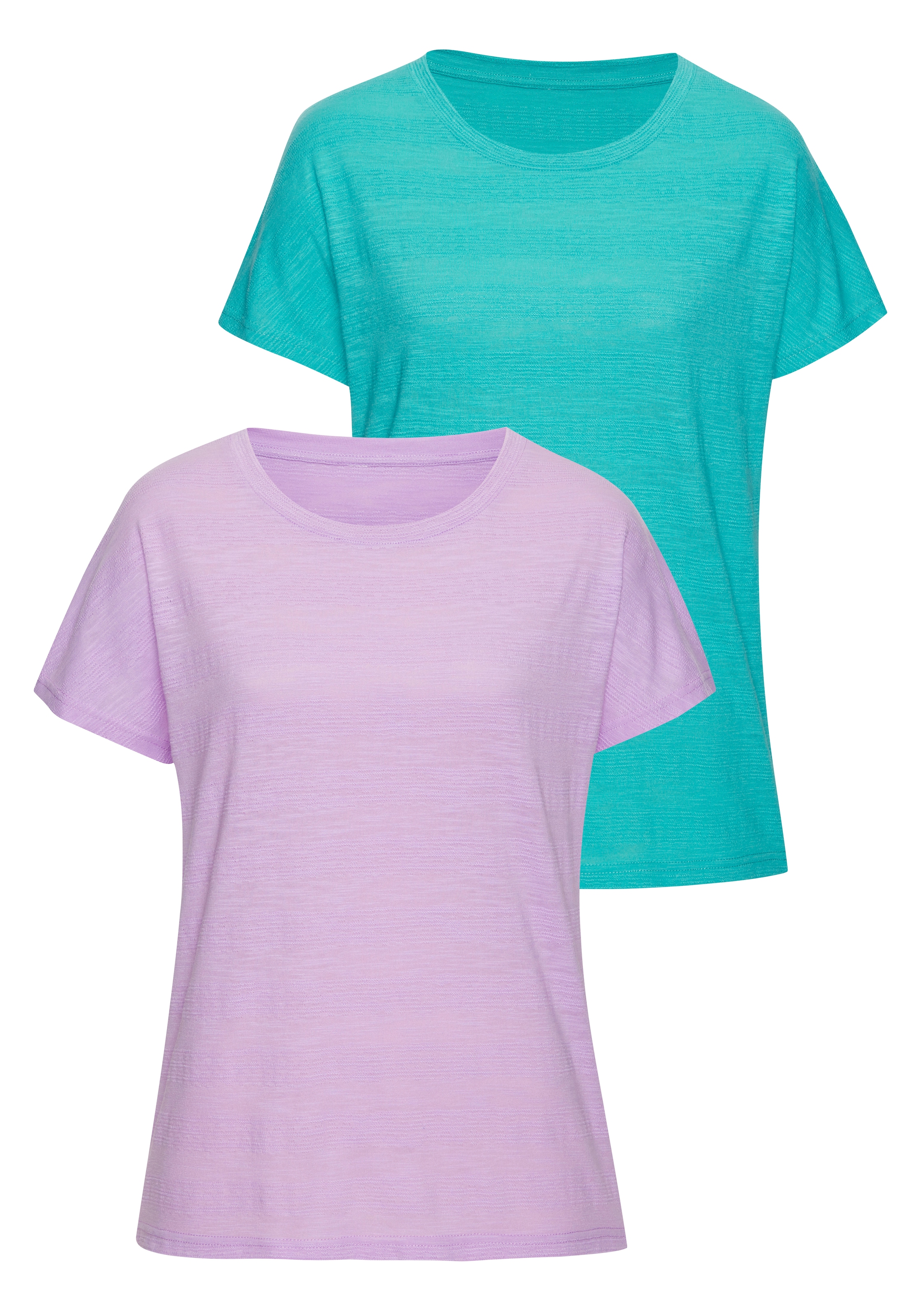 Vivance T-Shirt »mit modischer Strukturoptik« 2er-Pack,  aus pflegeleichter Qualität mit Baumwolle