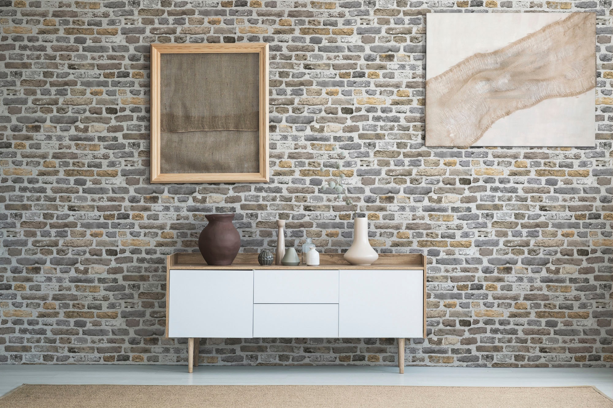 A.S. Création Vliestapete »Bricks & Stones Backstein Steinoptik«, matt-gemustert-neutral, Steintapete Backstein Tapete Tapeten Wohnzimmer Schlafzimmer Küche