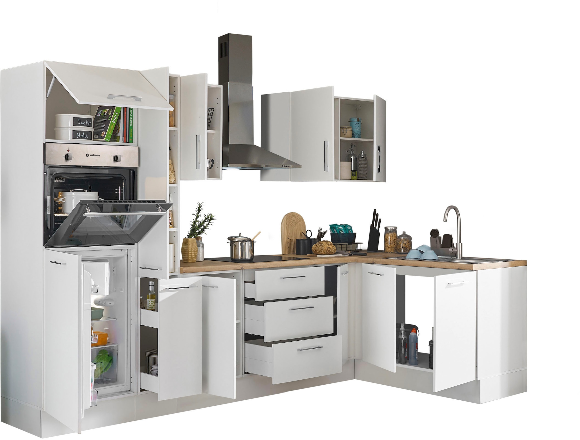 BASIC by Balculina Winkelküche »Turin«, Stellbreite 300x175 cm, wahlweise mit E-Geräten