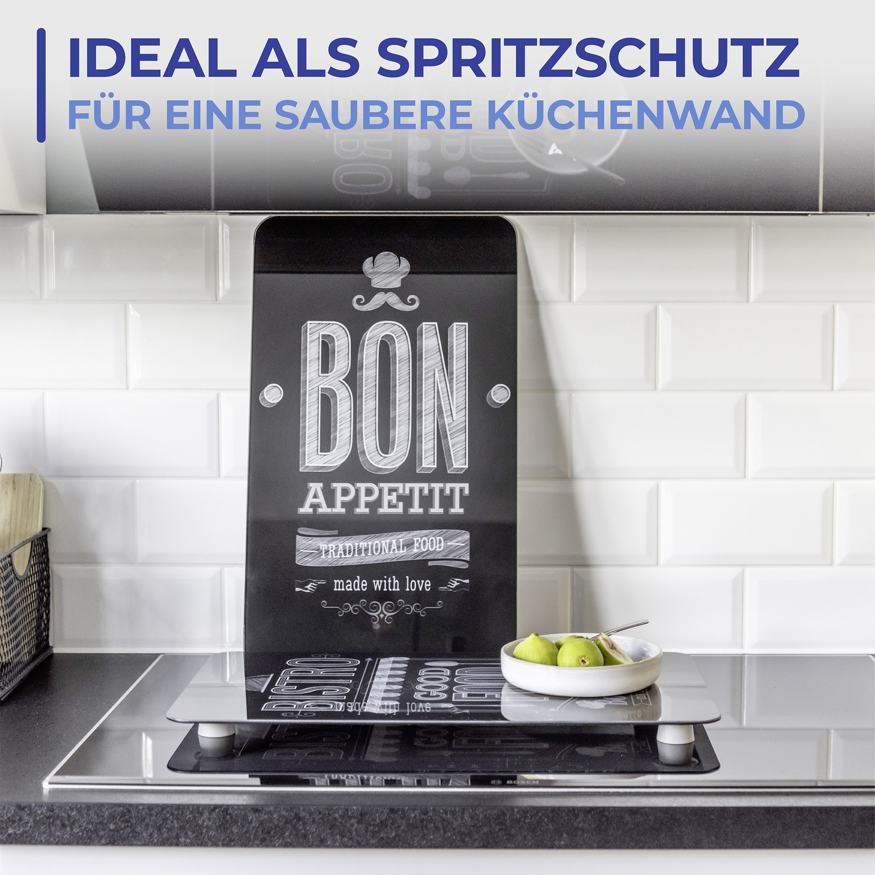 Maximex Herd-Abdeckplatte »Universal Modell Bon Appetit«, (Set, 2 tlg.), Herdabdeckung für alle Herdarten, kratzfest, mit rutschfesten Füßen