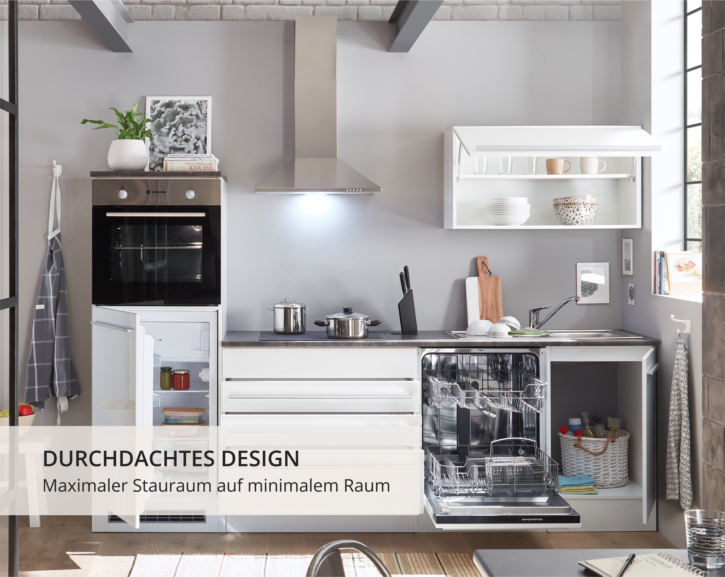 BASIC by Balculina Küchenzeile »Jazz«, Breite 260 cm, wahlweise mit E-Geräten