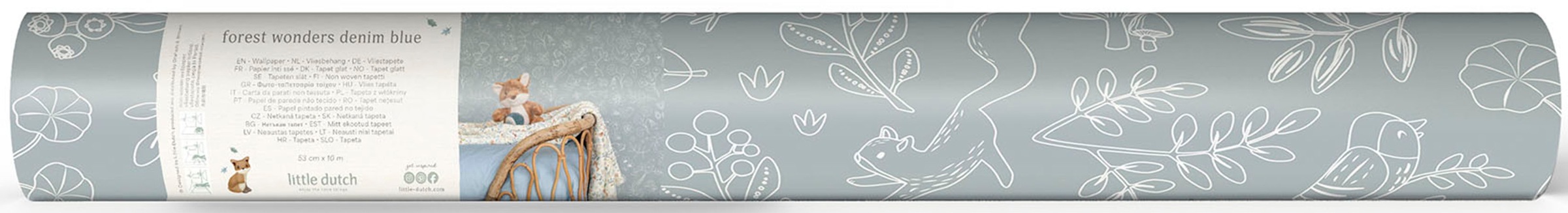 LITTLE DUTCH Vliestapete »Forest Wonders Denim« grafisch glatt Design Tapeten