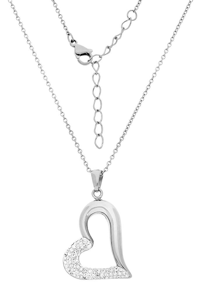 Firetti Herzkette »Halskette Schmuck Geschenk funkelndes Herz "LIEBE"«, mit Kristallstein