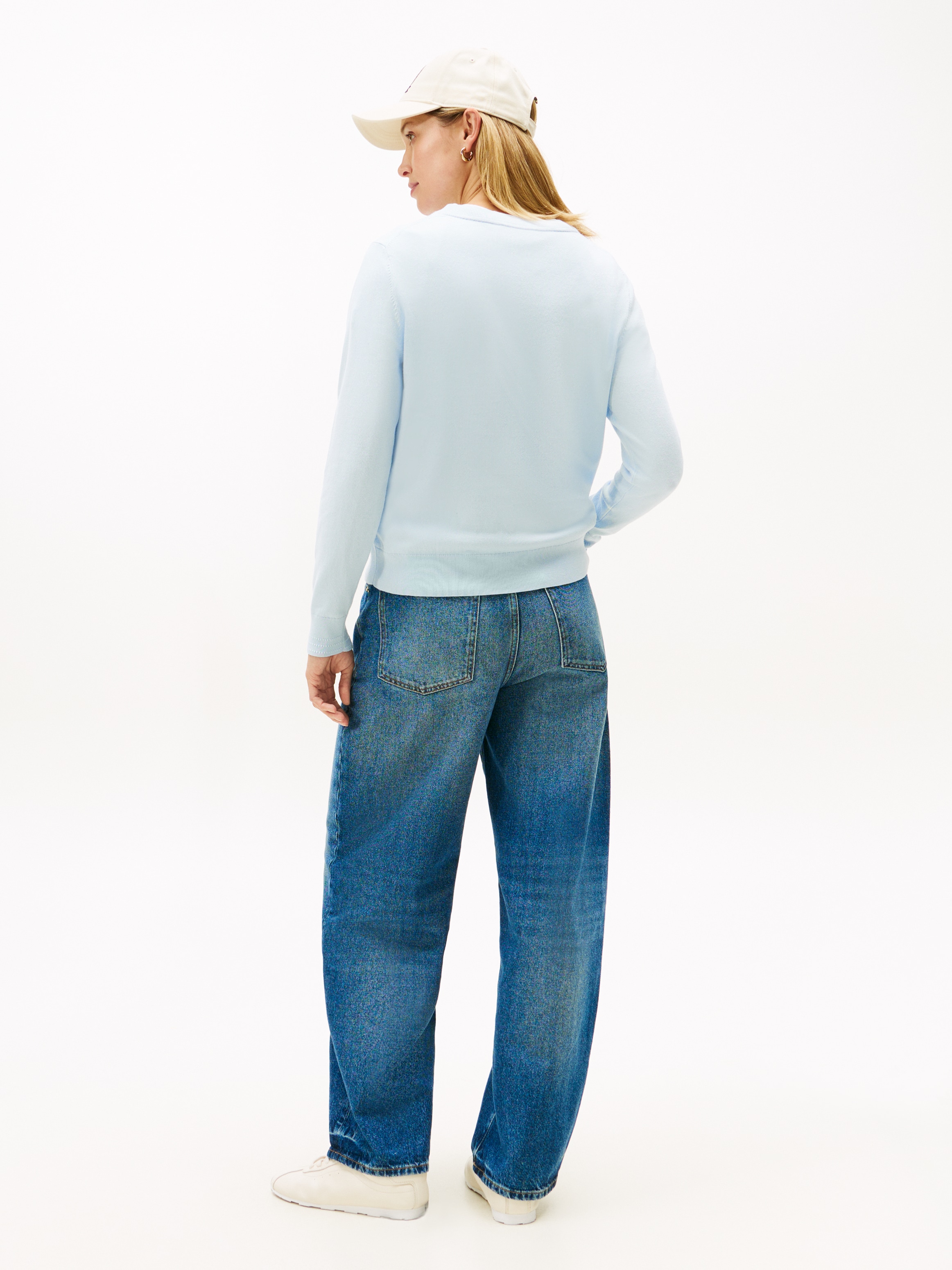 Tommy Hilfiger Cardigan »CO JERSEY STITCH CARDIGAN« Baumwollmischung, regular fit, Rundhals, goldfarbene Knöpfe