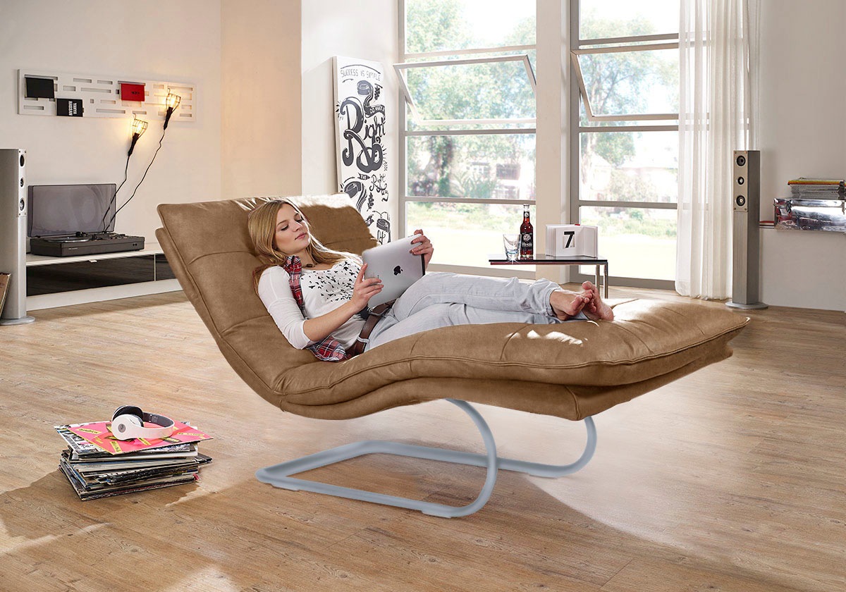 W.SCHILLIG Relaxliege »daily dreams«, in Waffelkissen-Optik, wahlweise mit Motor, silber matt, in 2 Breiten