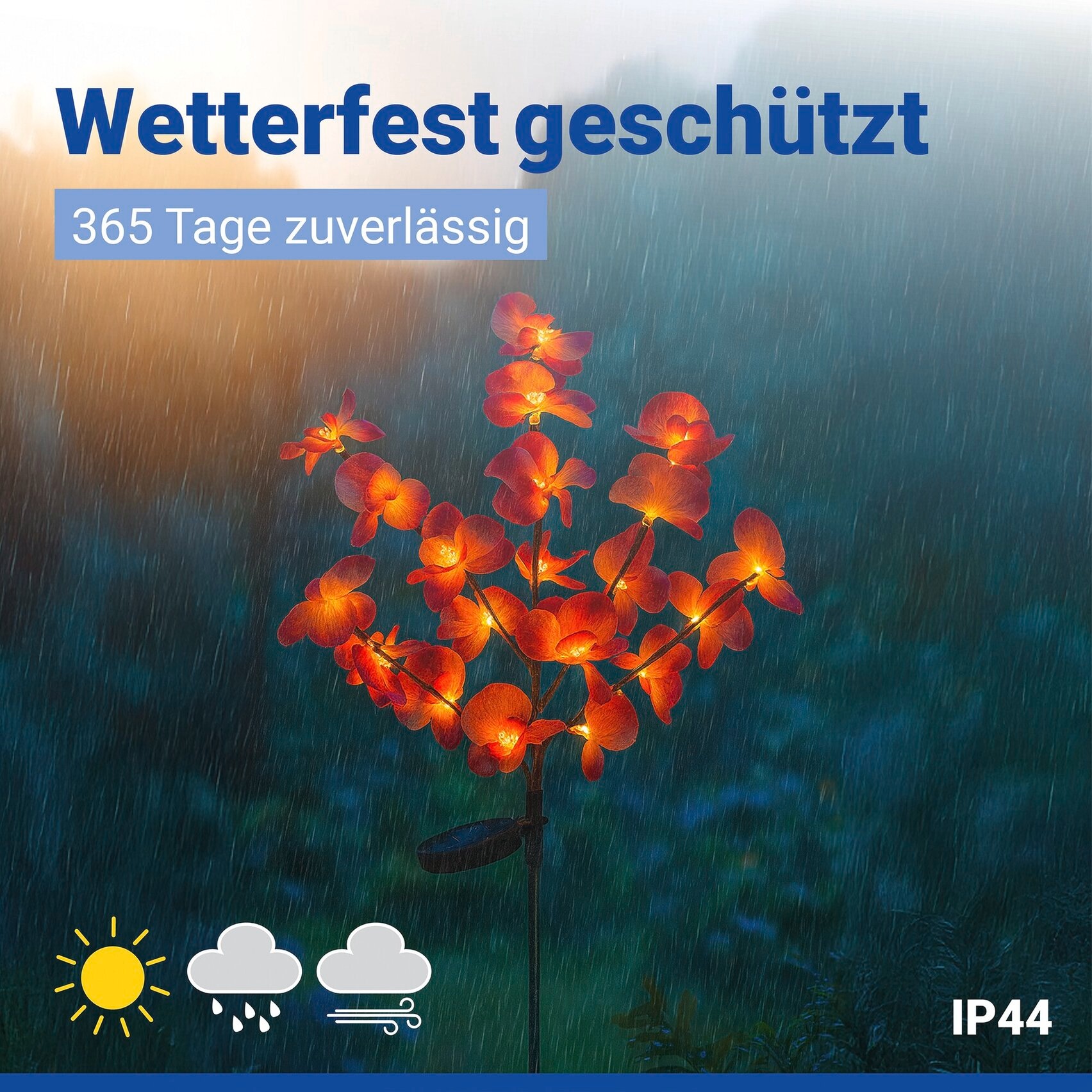 Maximex LED Gartenleuchte »Modell Orchidee« 2 Stk. Extra-Warmweiß LED Gartenstecker, solarbetriebene Gartenbeleuchtung, 2 Einstellungen