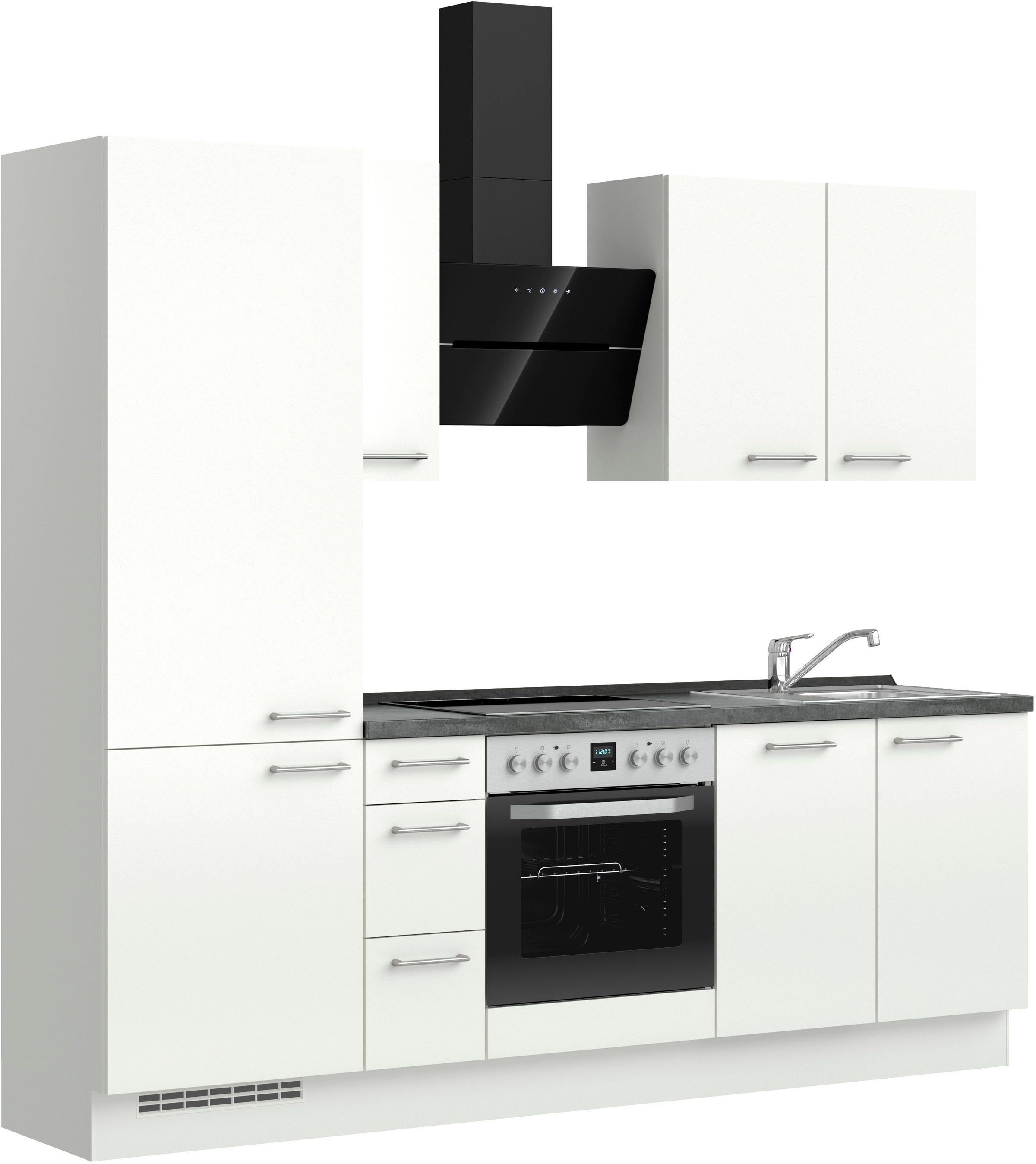 nobilia® Küchenzeile »"Laser II", Ausrichtung wählbar, Breite 240 cm«, vormontiert, wahlw. mit unterschiedlichen E-Geräten-Sets