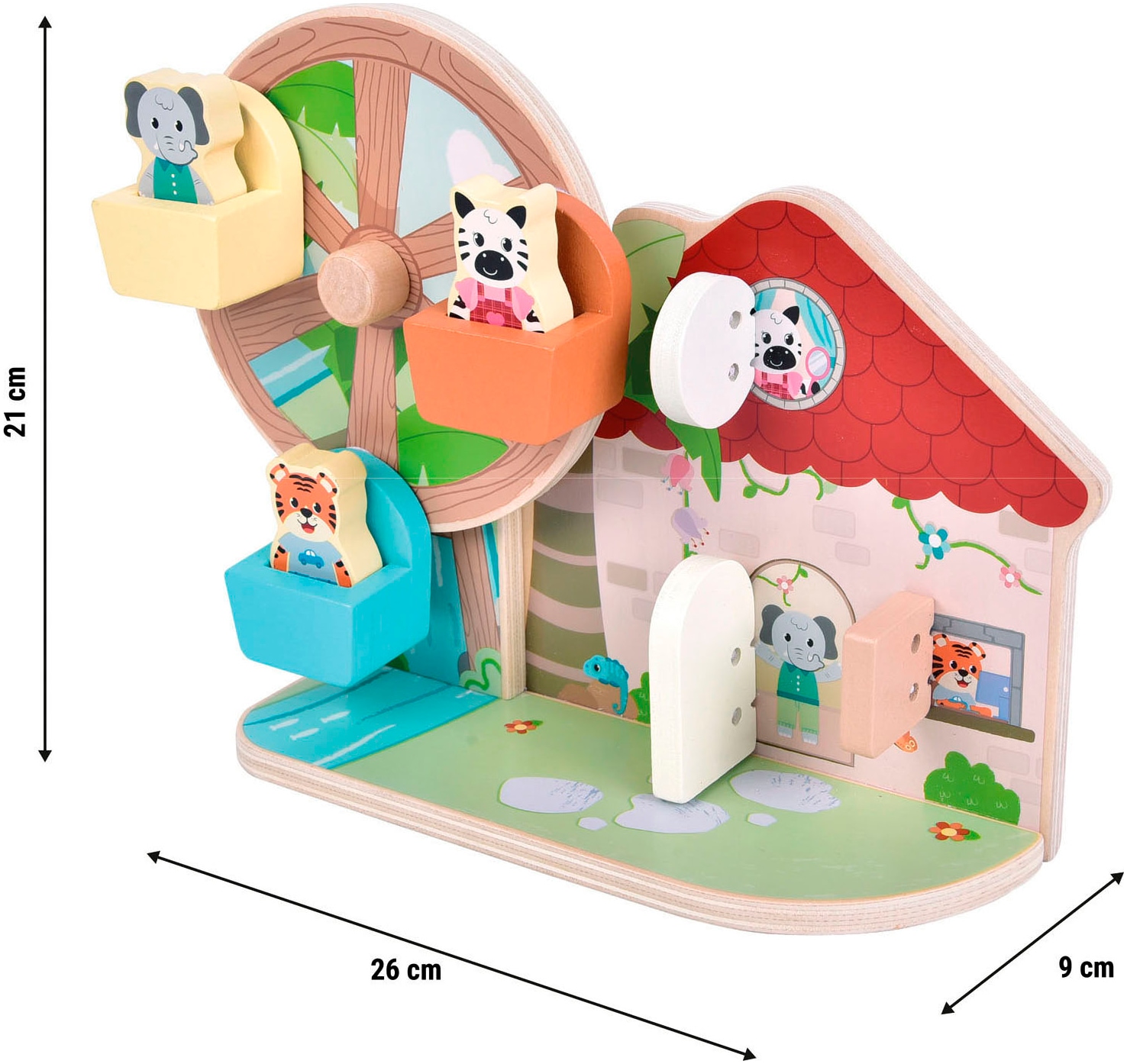 Small Foot Spielcenter »Motorikspielzeug Riesenrad Jungle Friends« aus Holz, FSC® - schützt Wald