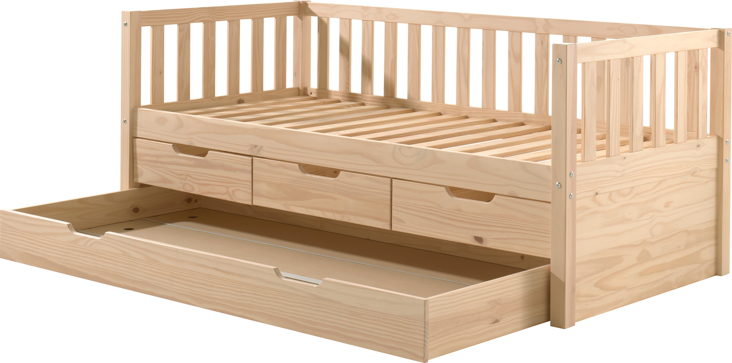 Vipack Einzelbett, (Made in Europe), Sprossenumrandung, Liegefläche 90x200 cm, in Milky Pine oder Weiß
