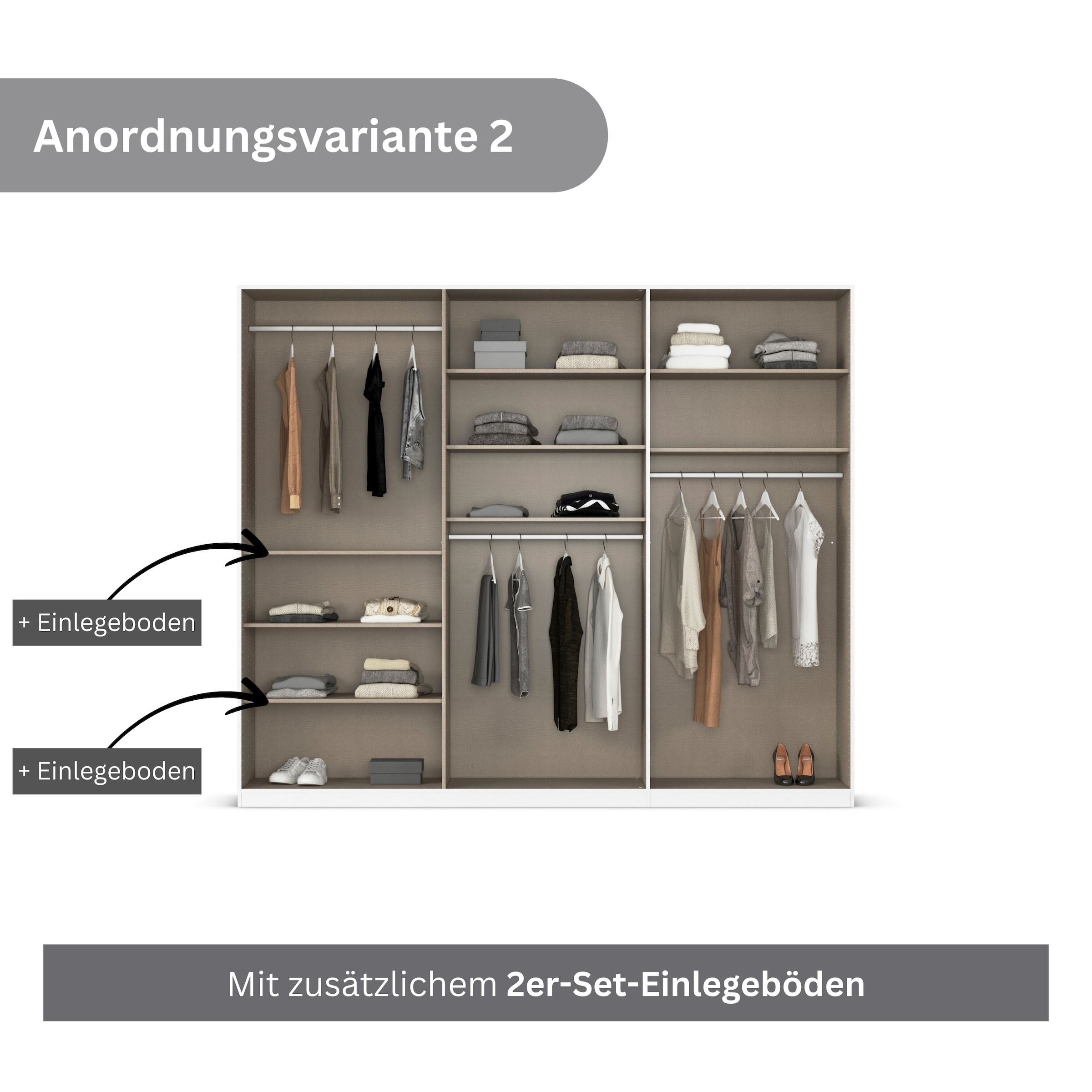 rauch Drehtürenschrank »Kleiderschrank Kleiderschränke Schrank Garderobe AGORDO mit Glasfront«, (in zwei Griff-Farben), durchdachte Innenausstattung, in 6 Breiten und 2 Höhen MADE IN GERMANY