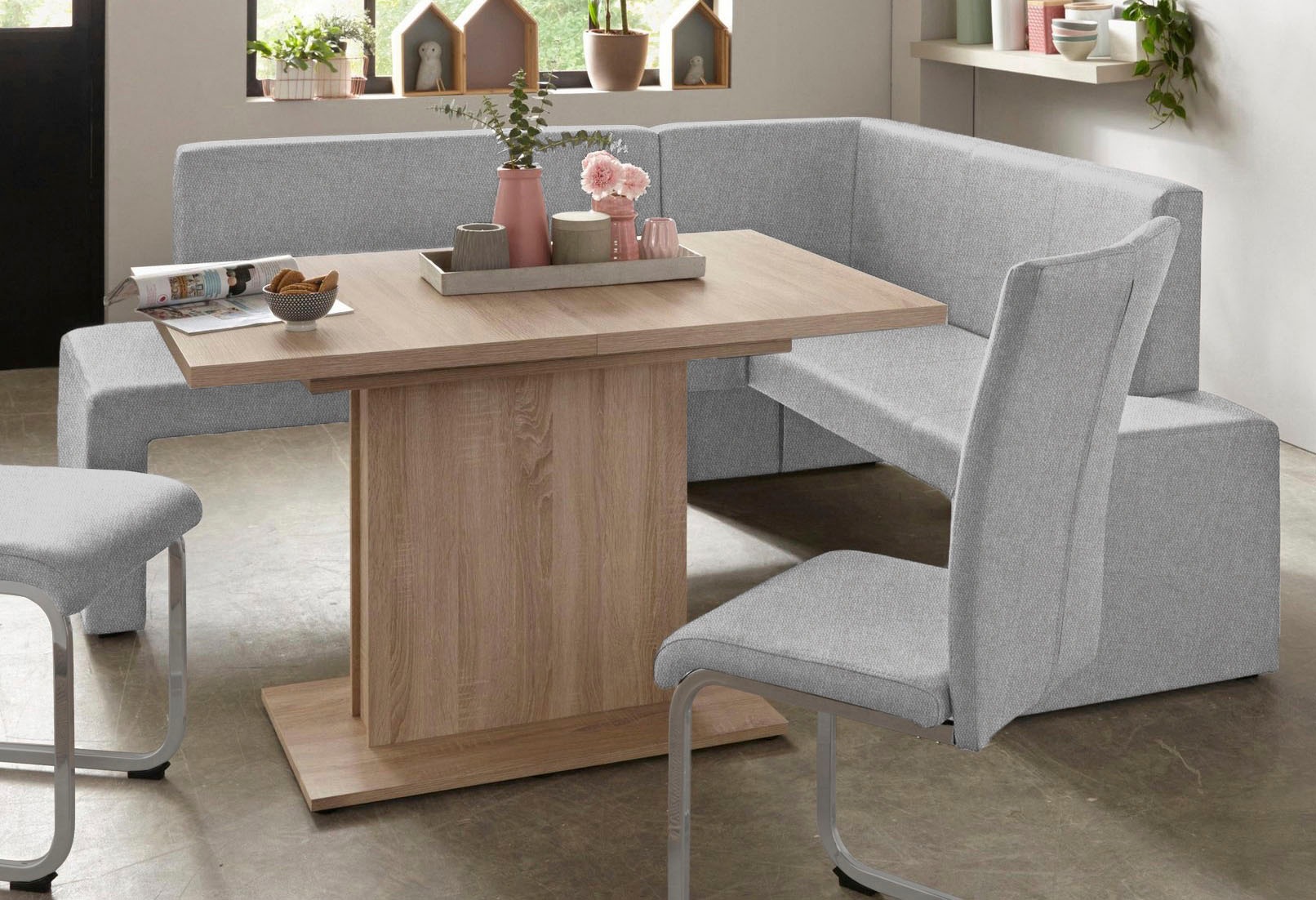 Home affaire Freischwinger »Alex«, (Set), 2 St., Struktur 1, Stuhl belastbar bis 120 Kg, Gestell im Chrom-Look