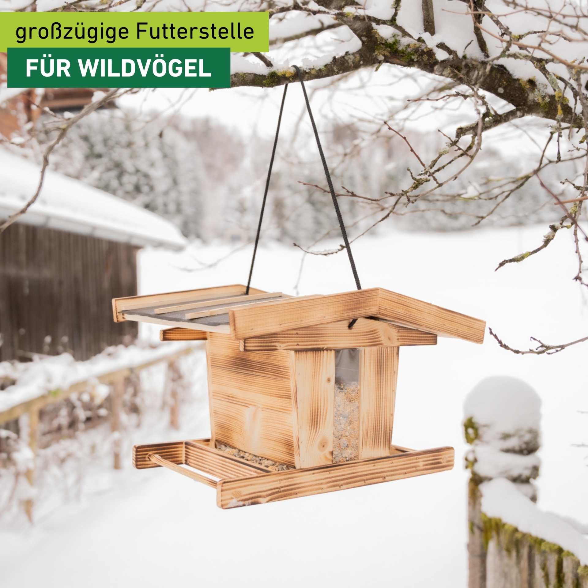 Windhager Vogelhaus »Canteen XL, Vogelfuttersilo aus massiven Kiefernholz« Futterstation inkl. Aufhängung, Füllvolumen ca. 4 Liter