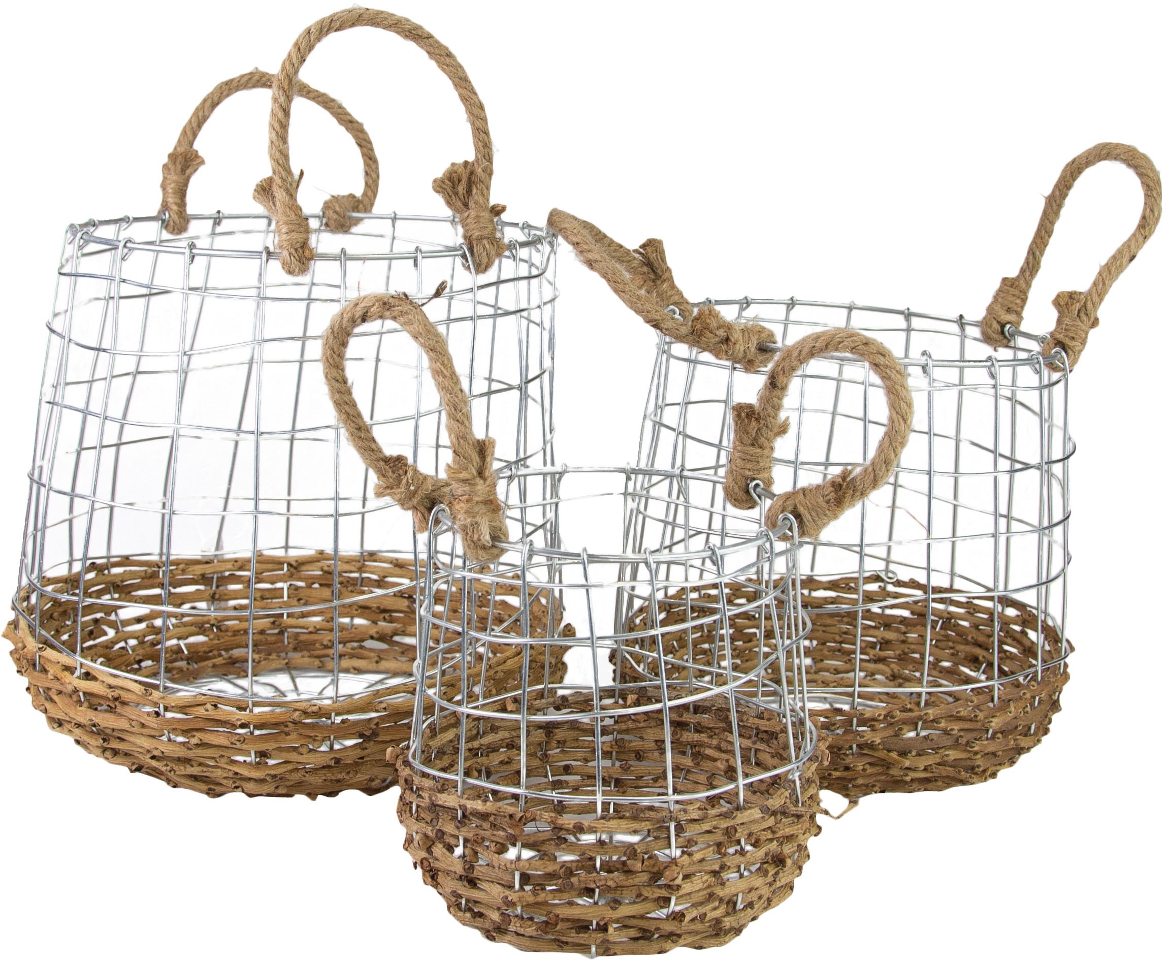 RIFFELMACHER & WEINBERGER Aufbewahrungskorb, (Set, 3 St.), aus Metall und Rattangeflecht kaufen