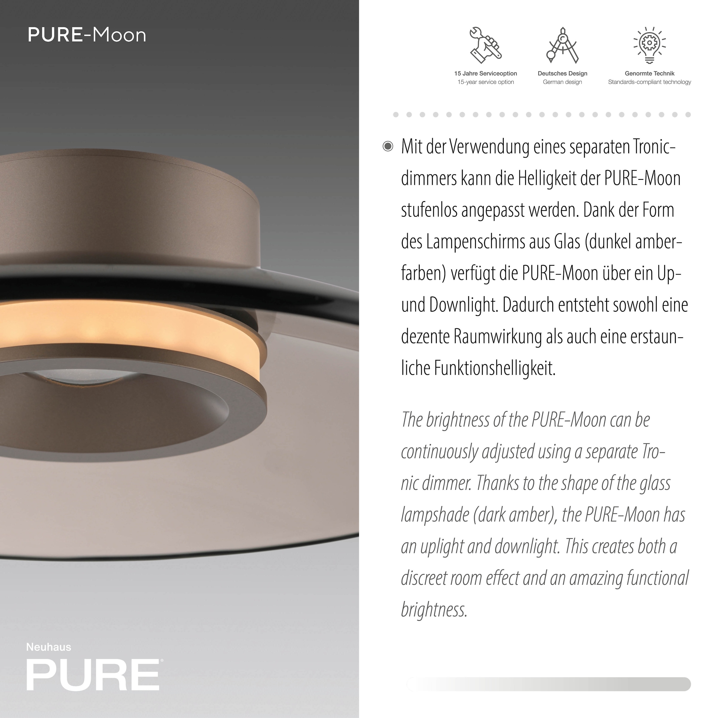Neuhaus PURE LED Deckenleuchte »PURE Moon« LED-Board 1 Stk. Warmweiß Dimmfähig über separaten Dimmer