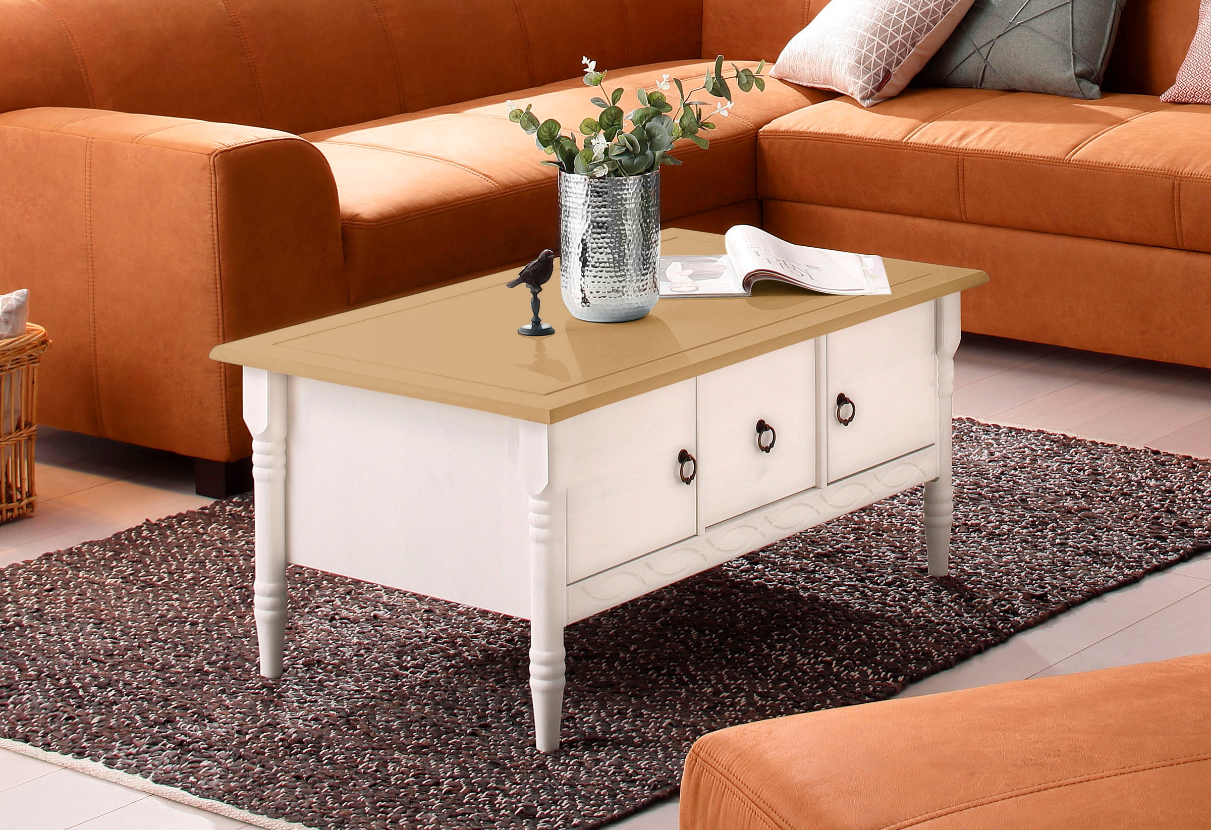 Home affaire Couchtisch »Indra«, aus massiver Kiefer, FSC®, mit Stauraum, d günstig online kaufen