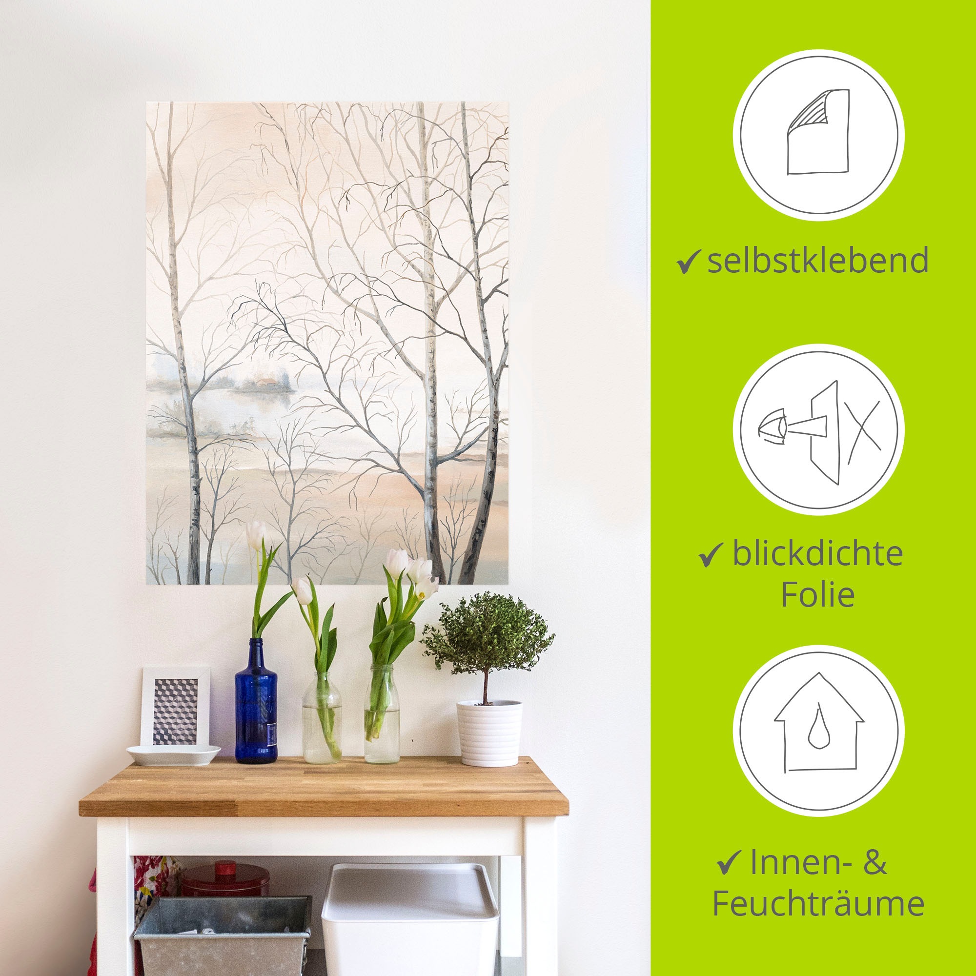 Artland Wandbild »Seeufer am Wald II«, Gewässer, (1 St.), als Leinwandbild, Poster, Wandaufkleber in verschied. Größen