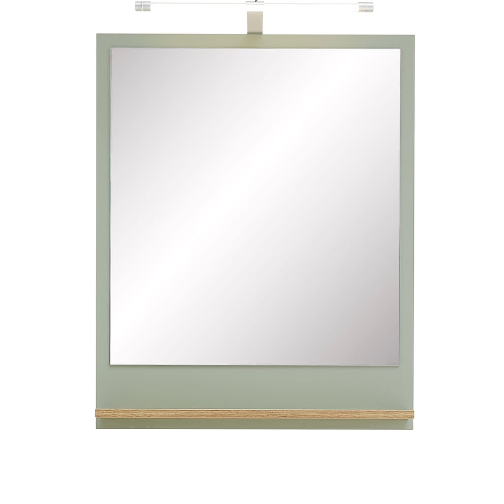 Saphir Badspiegel »Quickset 963 Spiegel mit Ablage, 60 cm breit, 74,5 cm hoch«, Flächenspiegel Salbei Nachbildung, Riviera Eiche quer Nachbildung