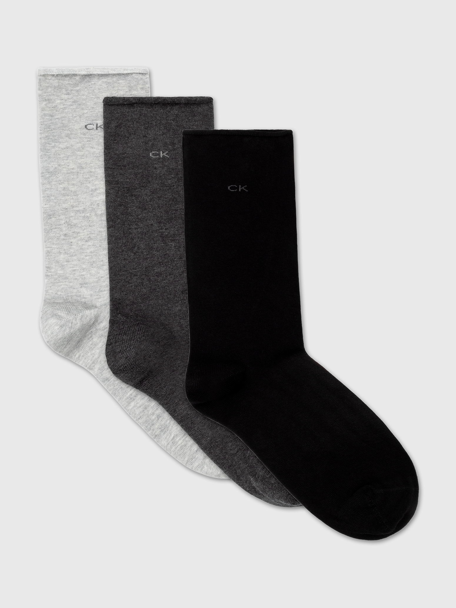 Calvin Klein Jeans Socken »CK WOMEN SOCK 3P ROLL TOP«, (3 Paar), Mit kleinem Rollrand, Einheitsgröße passend von Gr. 37-41