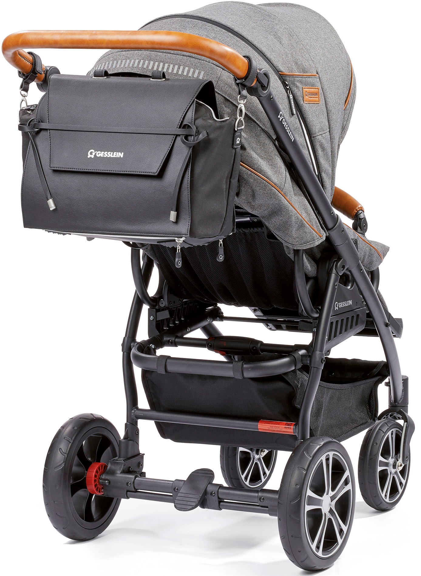 Gesslein Wickeltasche »N°4 schwarz, schwarz-grau«, mit Wickelauflage und Flaschenhalter, Made in Germany