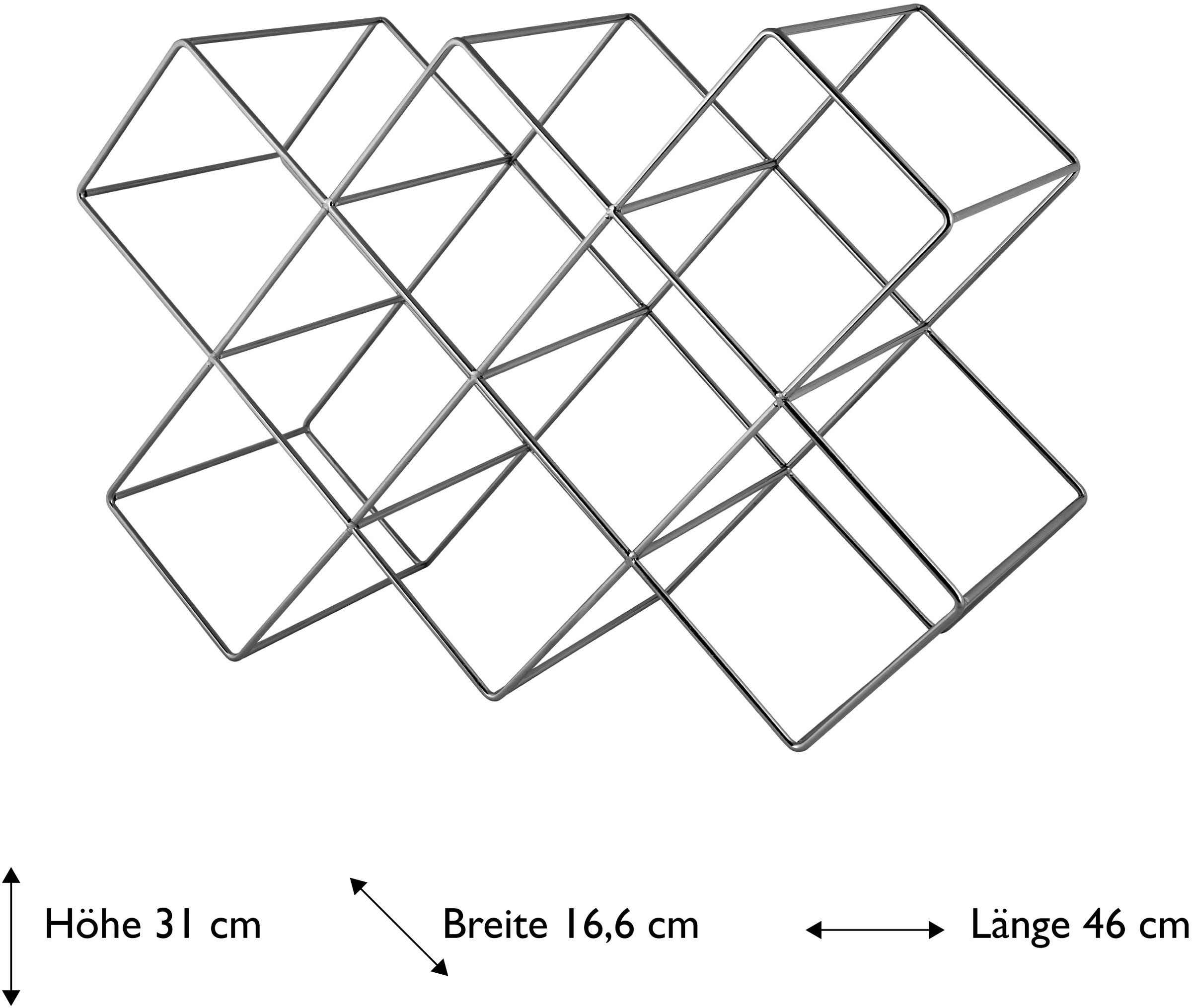 ECHTWERK Weinflaschenhalter, (1 St.), Weinregal aus Eisen, für bis zu 8 Flaschen, stabil, 46 x 31 x 16,6 cm