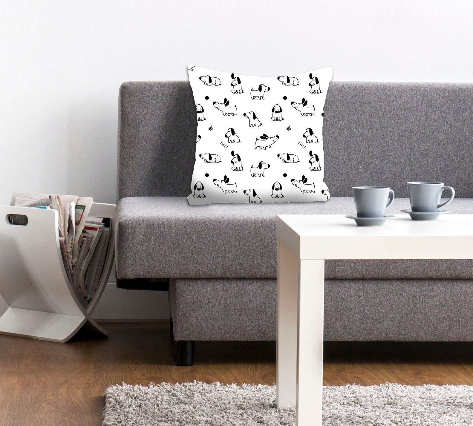 queence Dekokissen »Snoopy«, Kissenhülle,Spielende Dackel,Weiß,Schwarz,Nied günstig online kaufen
