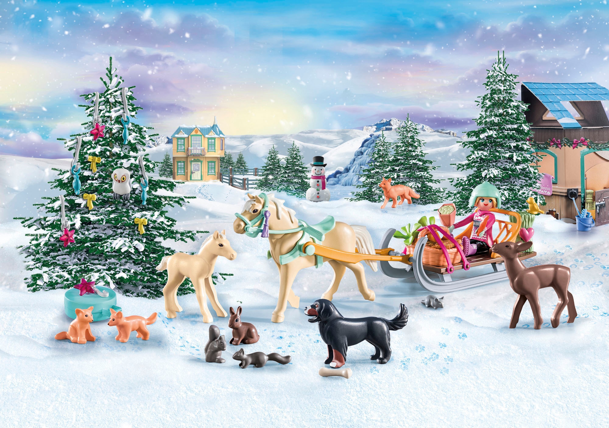 Playmobil® Spielzeug-Adventskalender »Spielbausteine, Pferde: Schlittenfahrt (71345)«, ab 4 Jahren, Horses of Waterfall; teilweise aus recyceltem Material