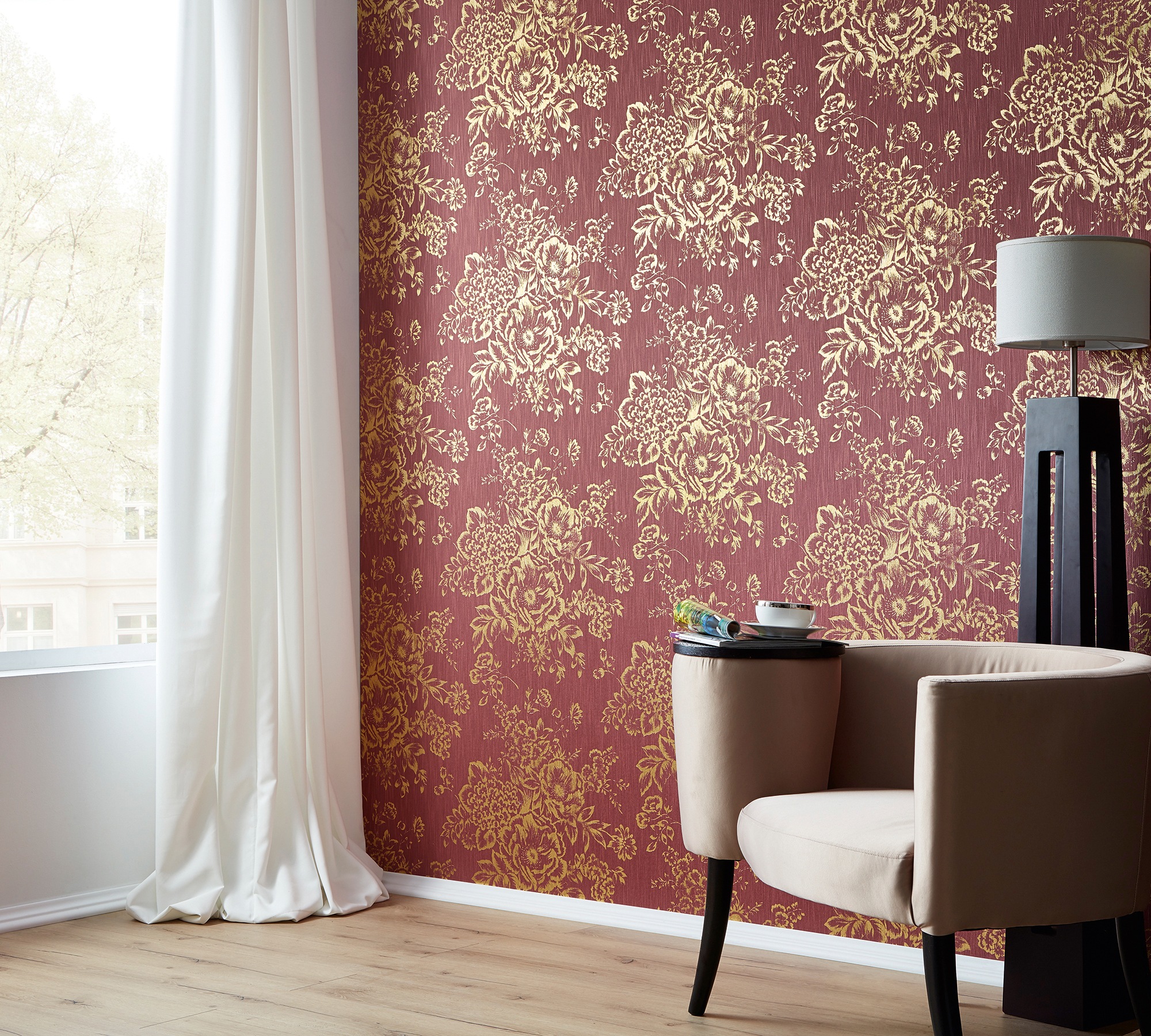 Architects Paper Textiltapete »Metallic Silk«, floral-matt-glänzend, Barocktapete Tapete Blumen