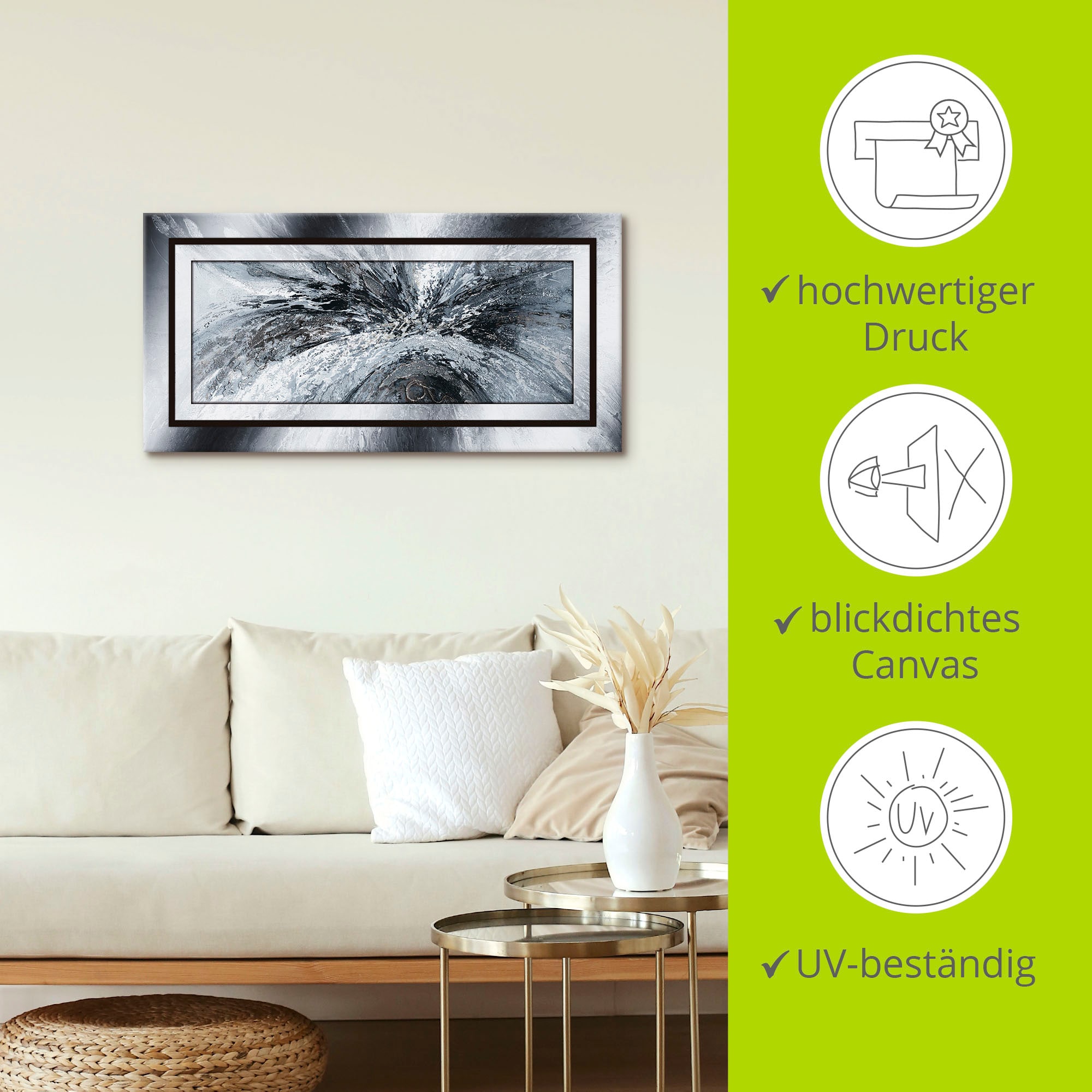 Artland Wandbild »Schwarz - weiß abstrakt 1«, Muster, (1 St.), als Alubild, Outdoorbild, Leinwandbild, Poster in verschied. Größen