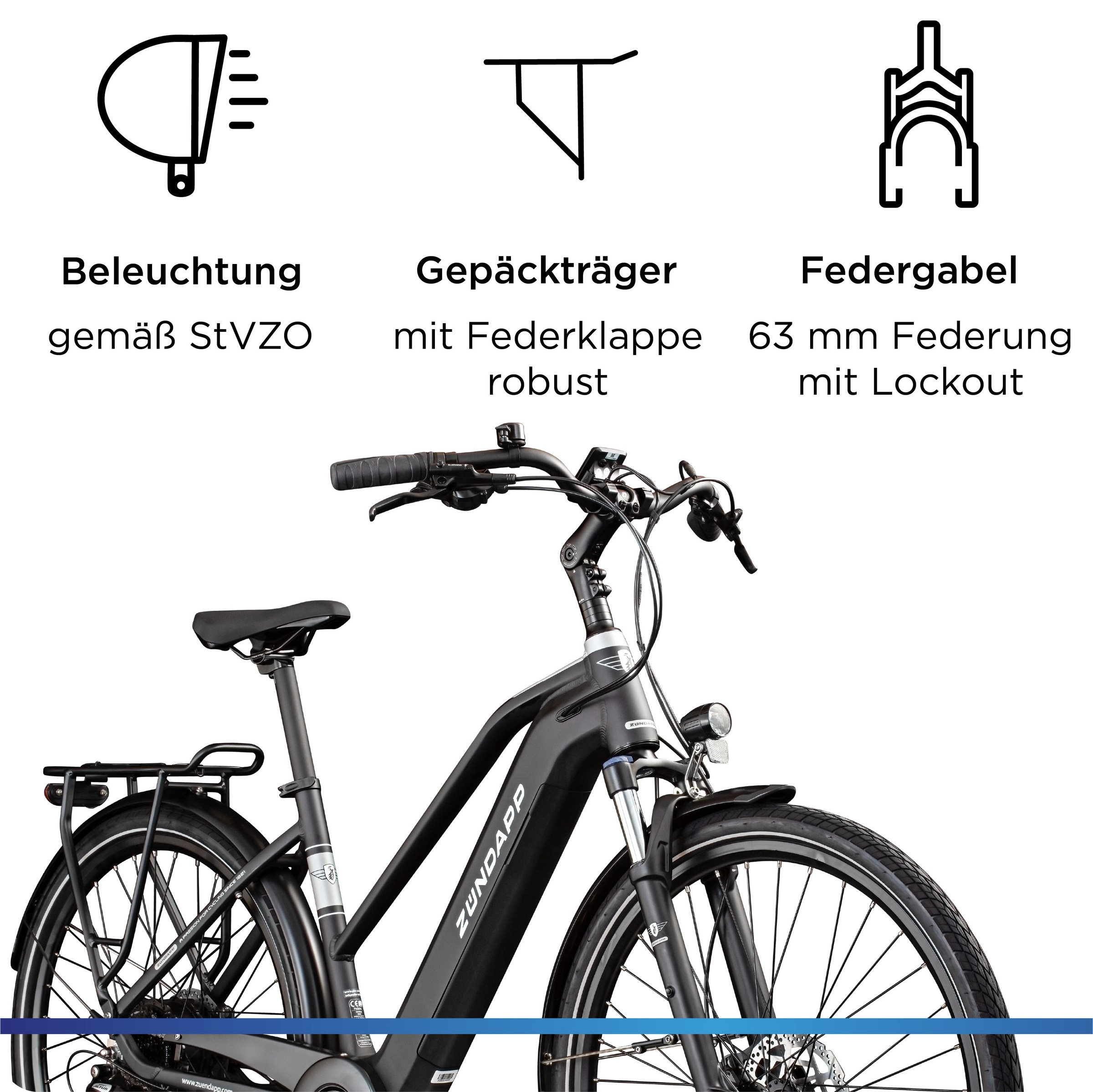 Zündapp »Z810« 24 Gang Shimano Altus RD-M310 Schaltwerk Kettenschaltung Heckmotor 250 W Pedelec, Elektrofahrrad für Damen