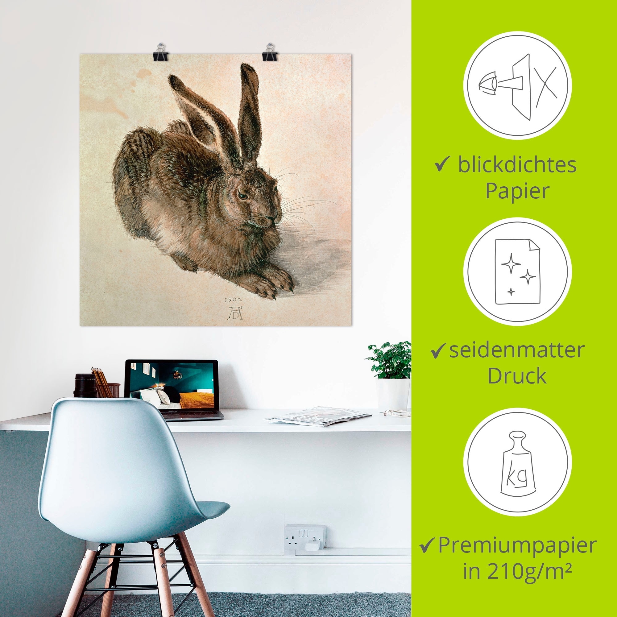 Artland Wandbild »Junger Feldhase. 1502« Wildtiere 1 Stk. tlg. als Leinwandbild, Poster in verschied. Größen