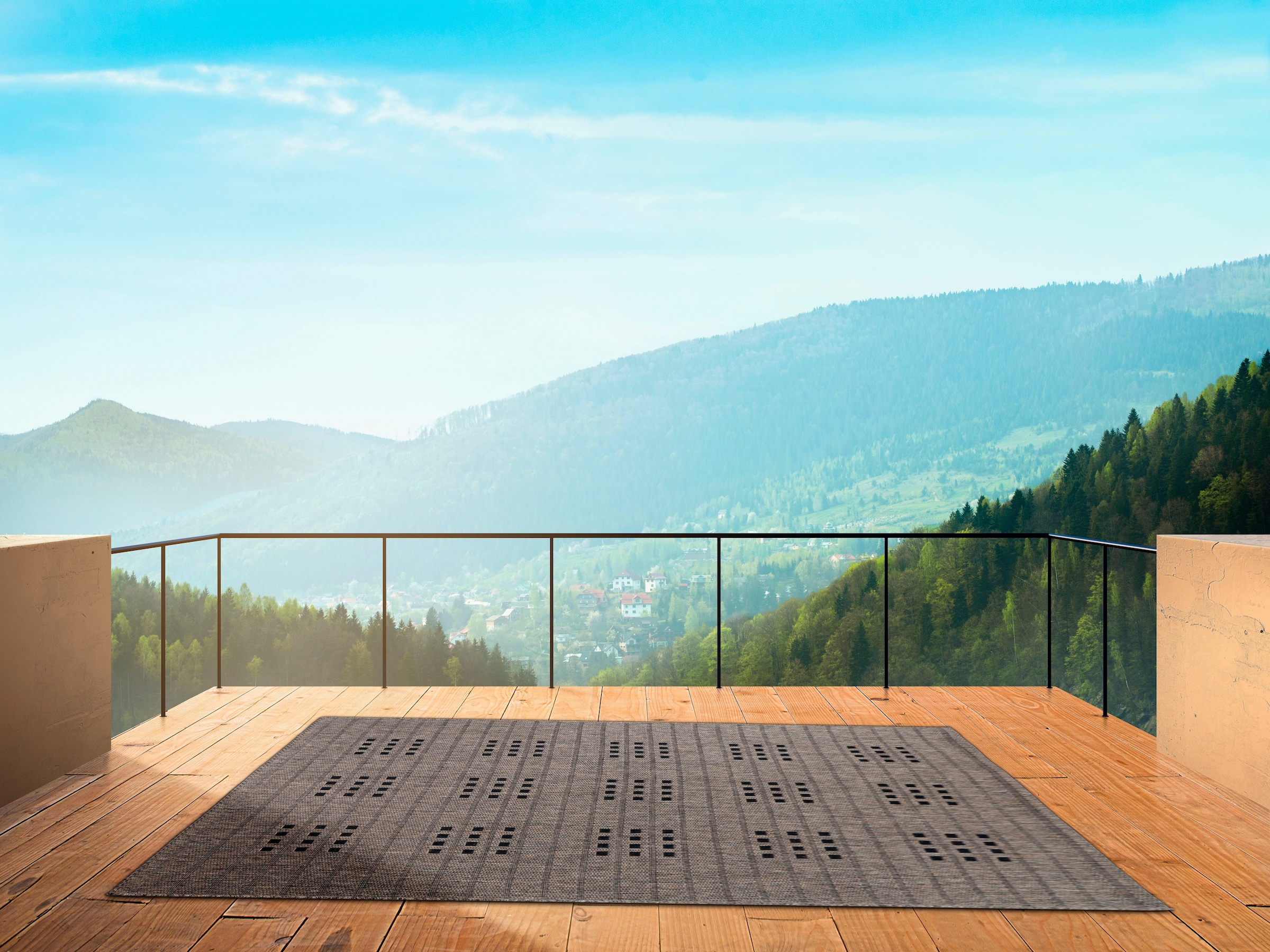 Bruno Banani Teppich »Farum«, rechteckig, 5 mm Höhe, In- und Outdoor-Teppich, Wetterfest & UV-beständig, besonders flach