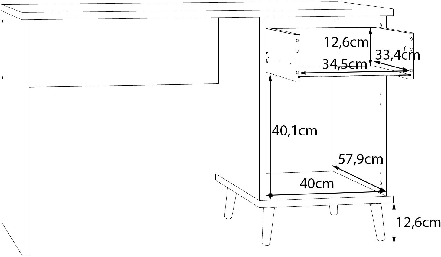 FORTE Schreibtisch »Aksana«, Schreibtisch, Soft Close, Vollauszug, modernes Design