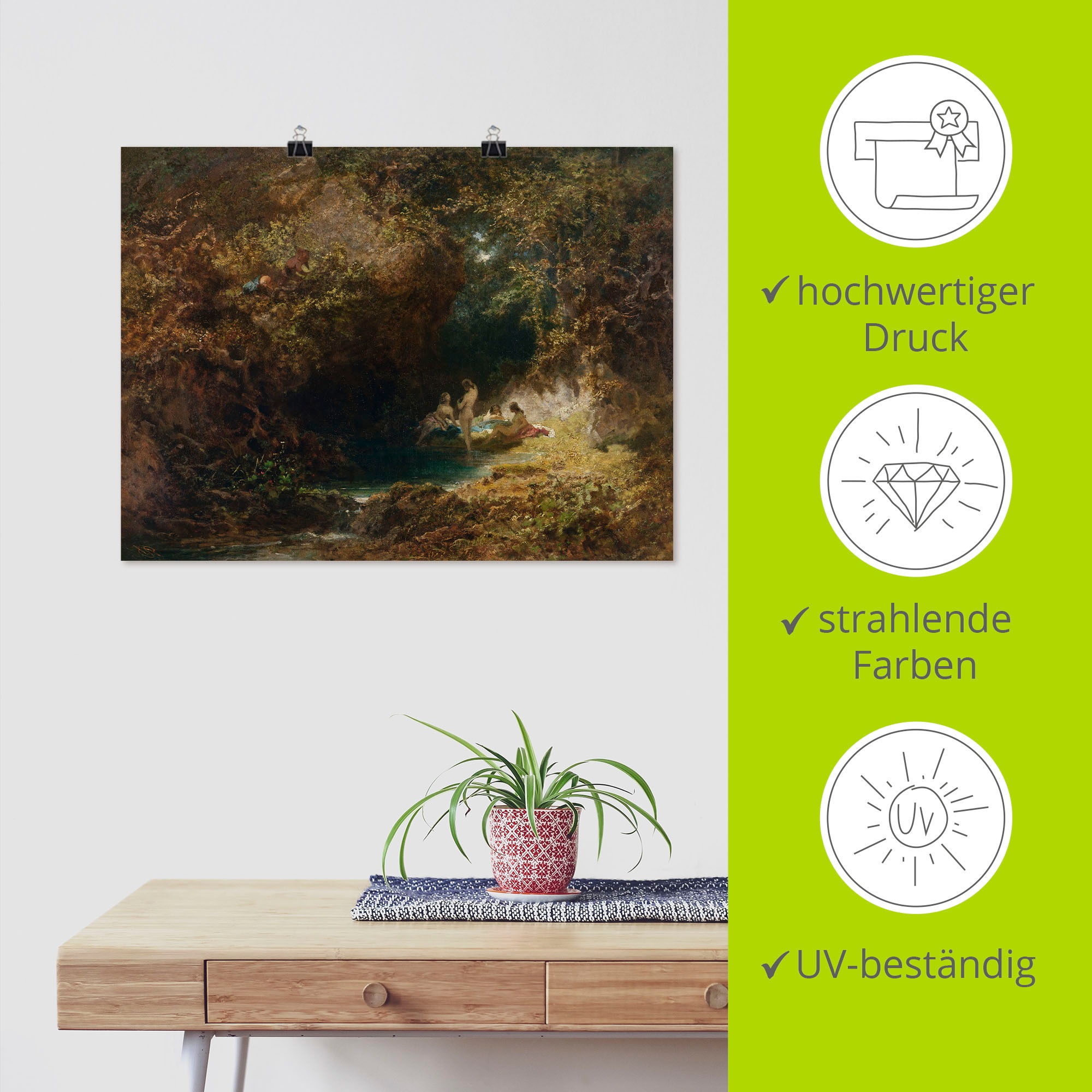Artland Kunstdruck »Badende Nymphen«, Frau, (1 St.), als Leinwandbild, Wandaufkleber oder Poster in versch. Größen