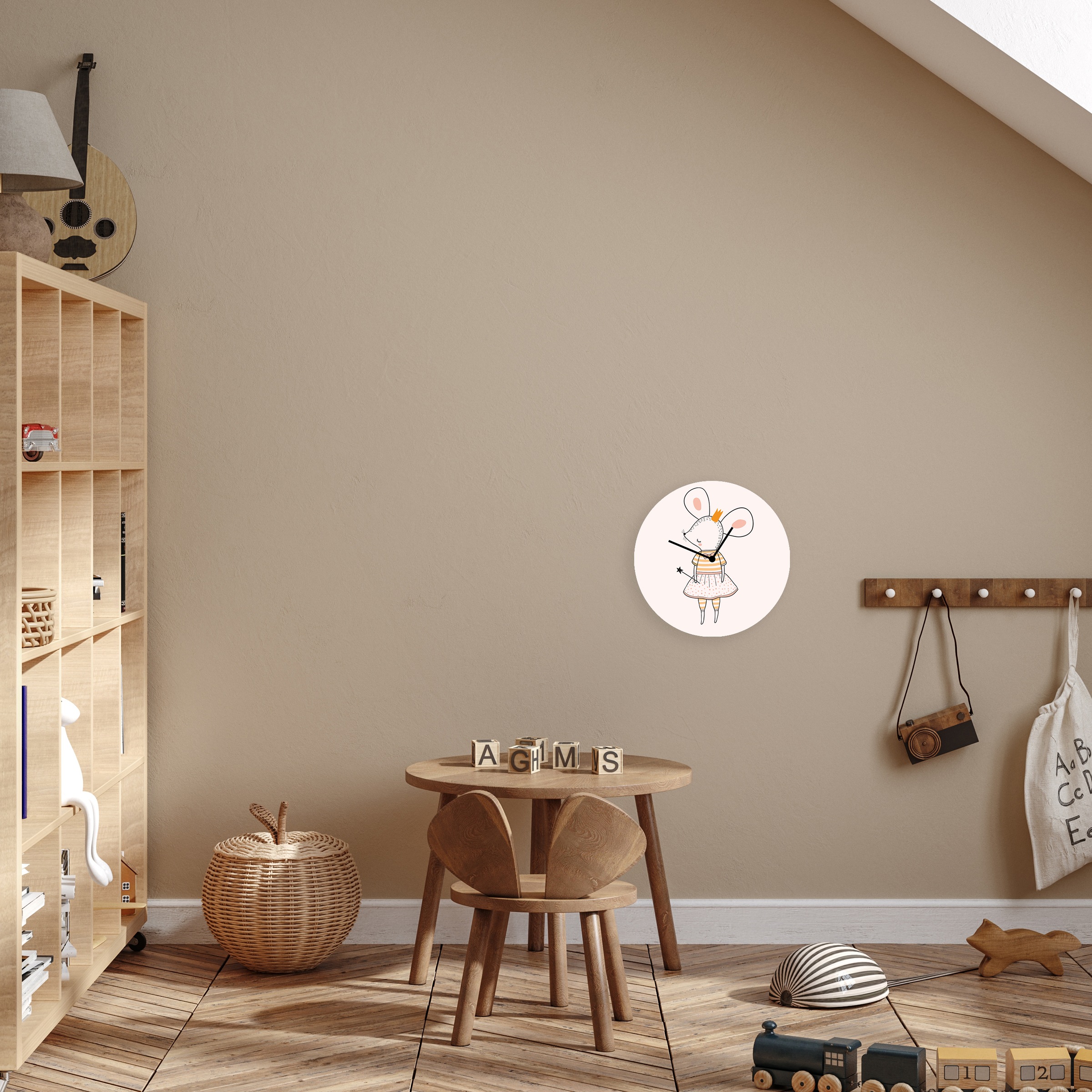 queence Wanduhr »Kleine Maus mit Krone«, bedruckte Acrylglas Uhr, geräuschl günstig online kaufen