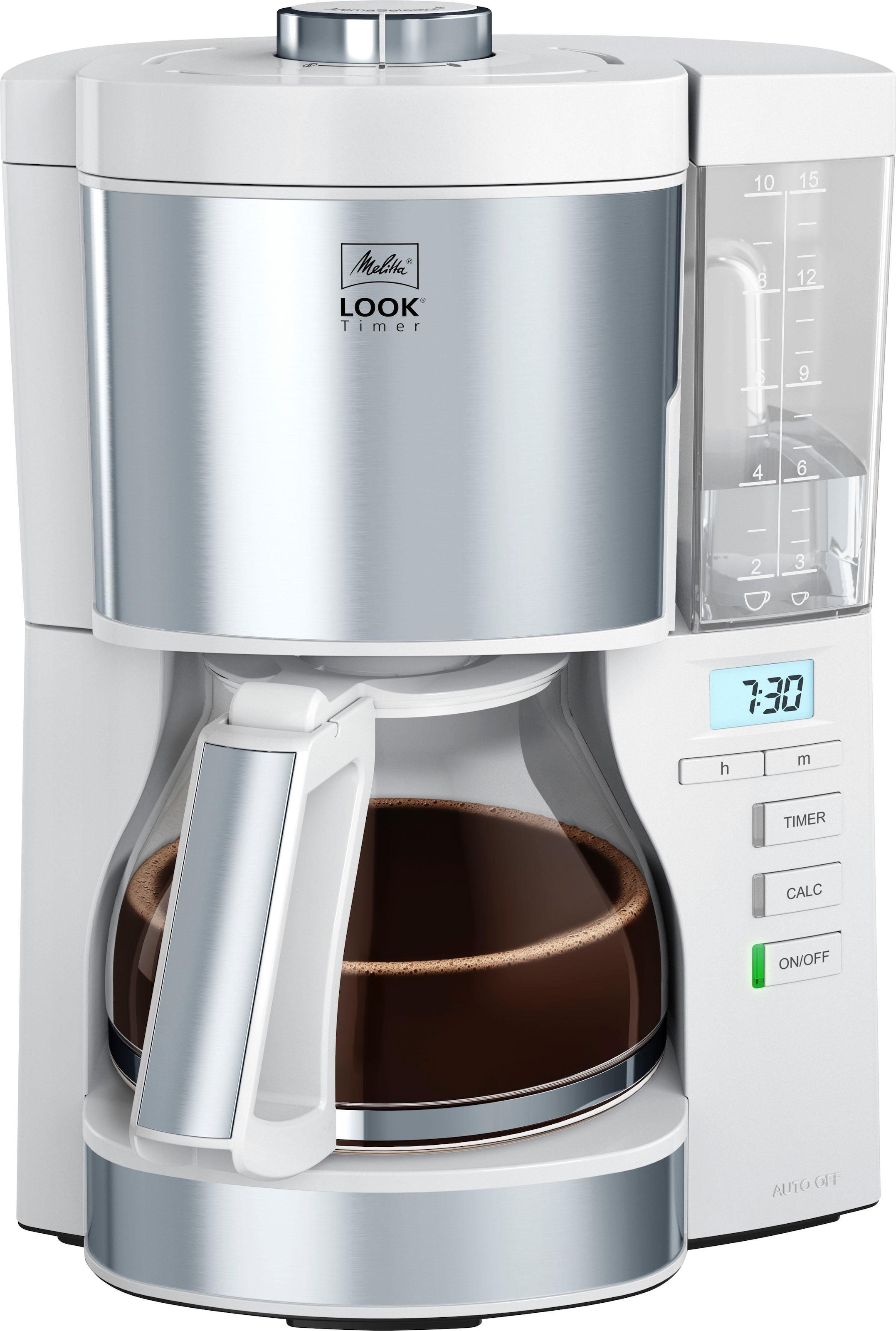 Melitta Filterkaffeemaschine »Look V Timer 1025-07 Raten 1x4 auf weiß«, kaufen Papierfilter