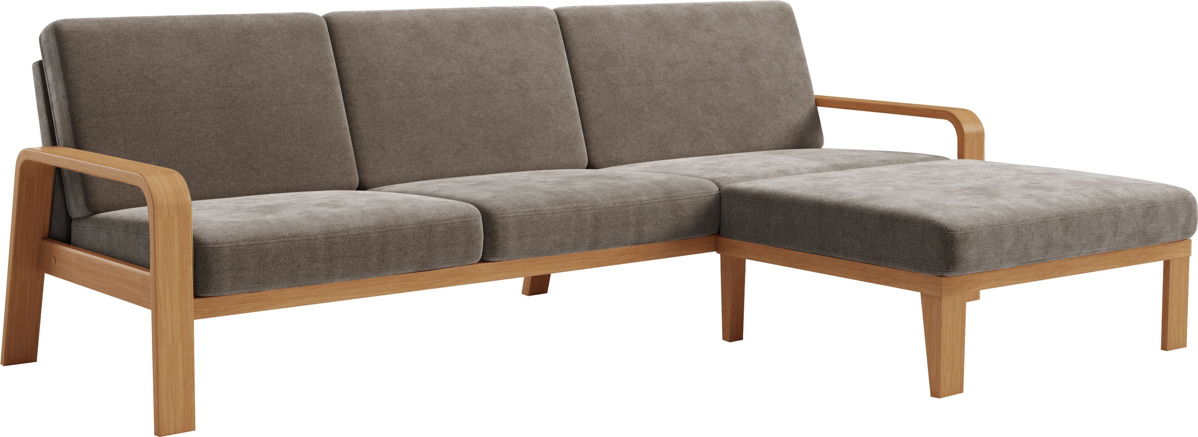 sit&more Ecksofa »Kolding L-Form«, Armlehnen aus eichefarbigem Buchenholz, verschiedene Bezüge und Farben