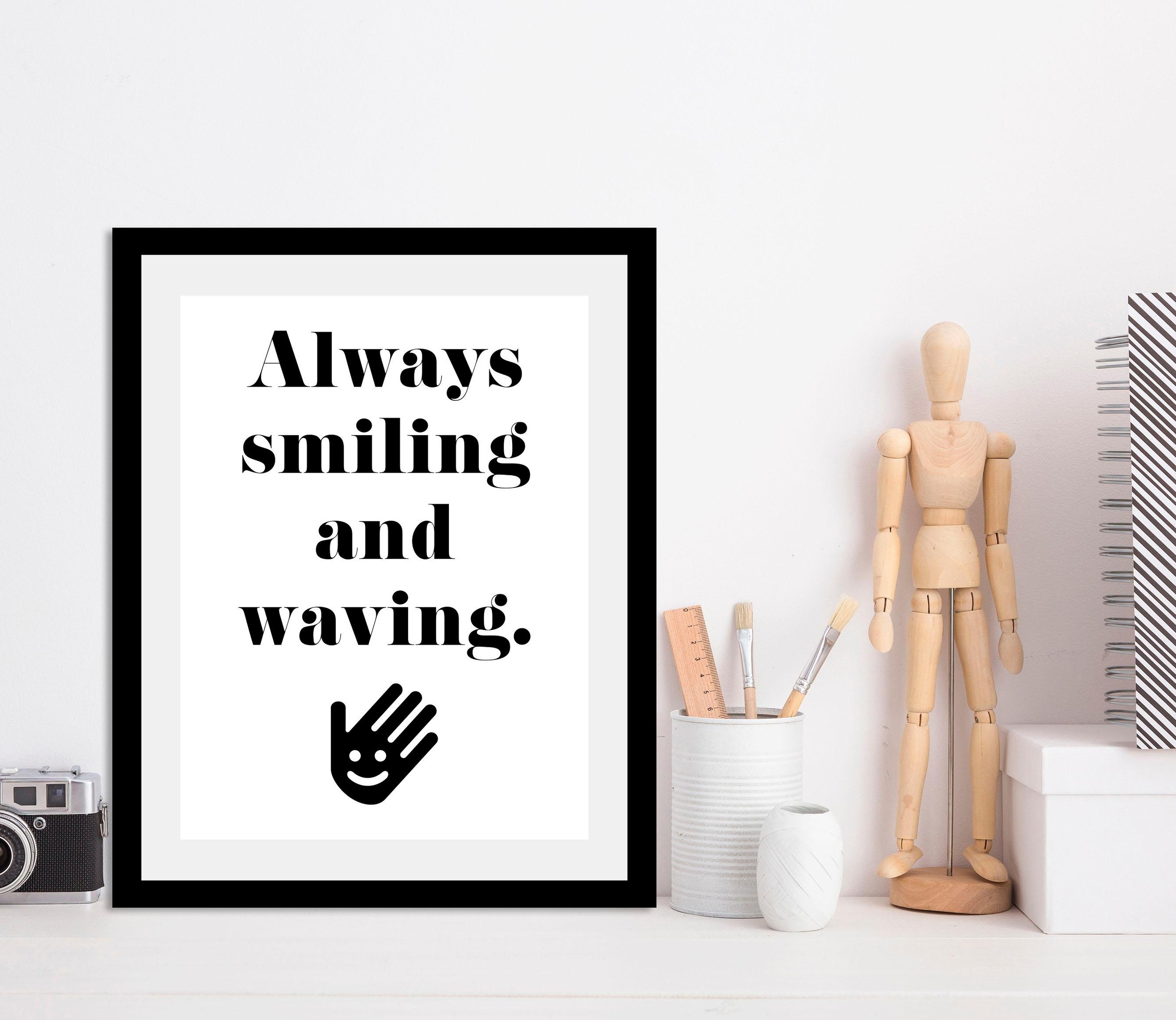 queence Bild »Smile«, Sprüche & Texte-Schriftzug-Schwarz-Weiß-Motivationsbi günstig online kaufen