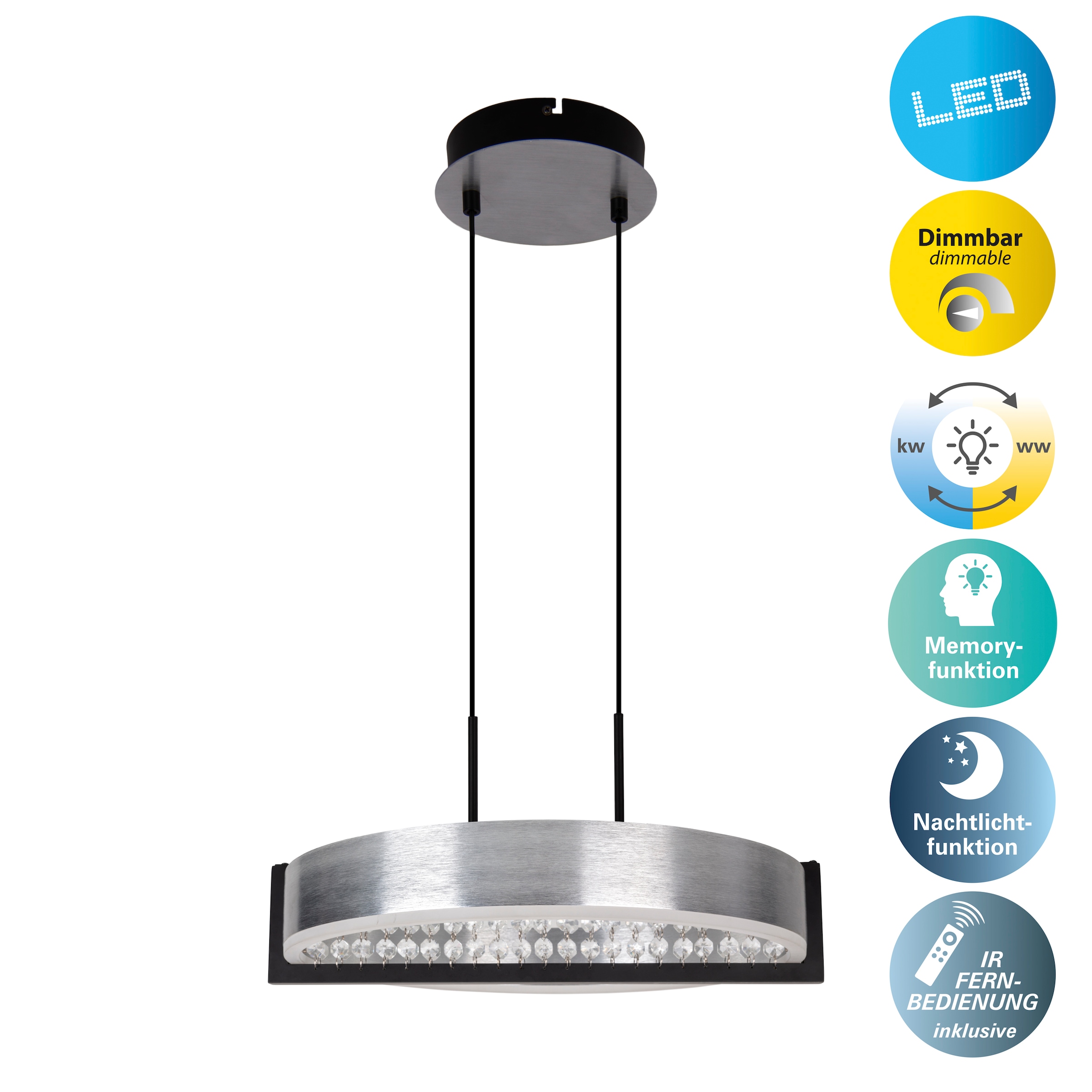 näve LED Pendelleuchte »Yvaris« LED-Modul 1 Stk. warmweiß - kaltweiß günstig online kaufen