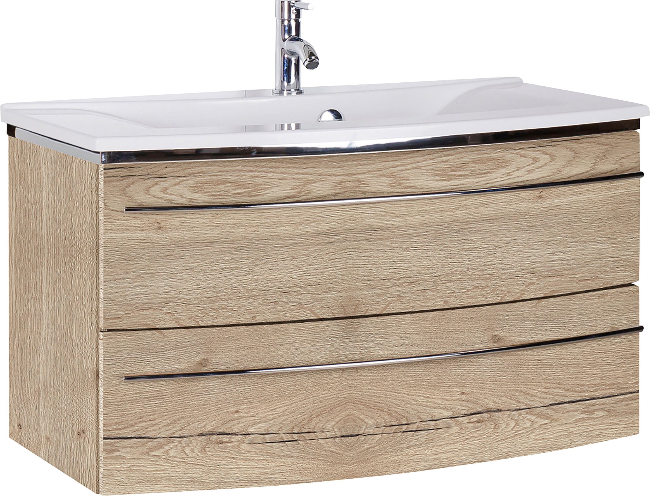 Waschtisch SAPHIR "3040", braun (eiche struktur, eiche struktur), B:92,4cm H:90cm T:48cm, Waschtische, Waschtisch, Breite 92,4 cm