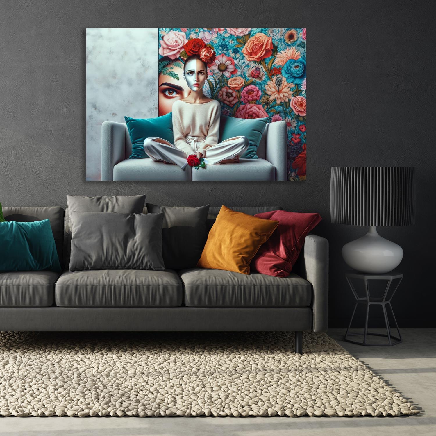 queence Acrylglasbild »Das Blumenzimmer«, Fantasy-Frau-Blumen-Blumenbilder, günstig online kaufen