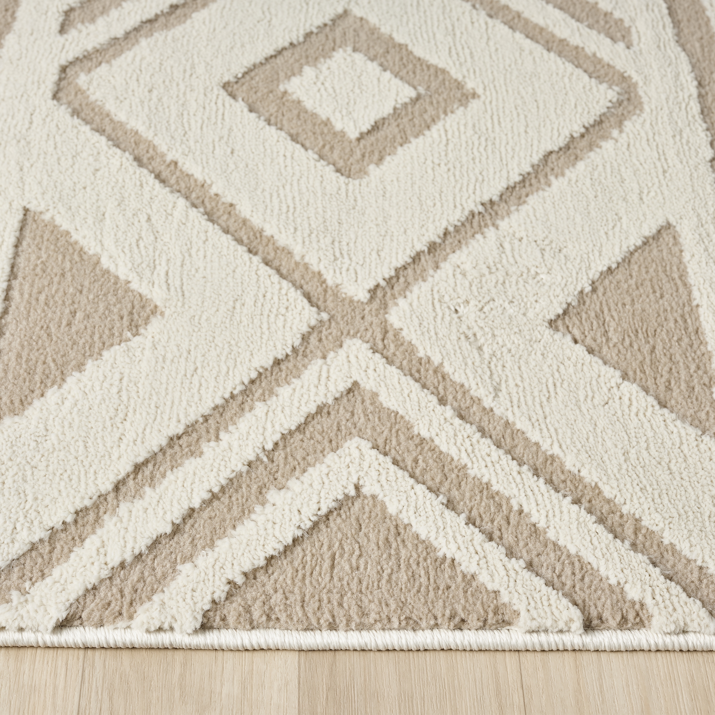 OTTO home Teppich »Bonvo« rechteckig 19 mm Höhe mit Fransen, Hoch-Tief-Struktur, Wohnzimmer, Schlafzimmer, Boho-Style