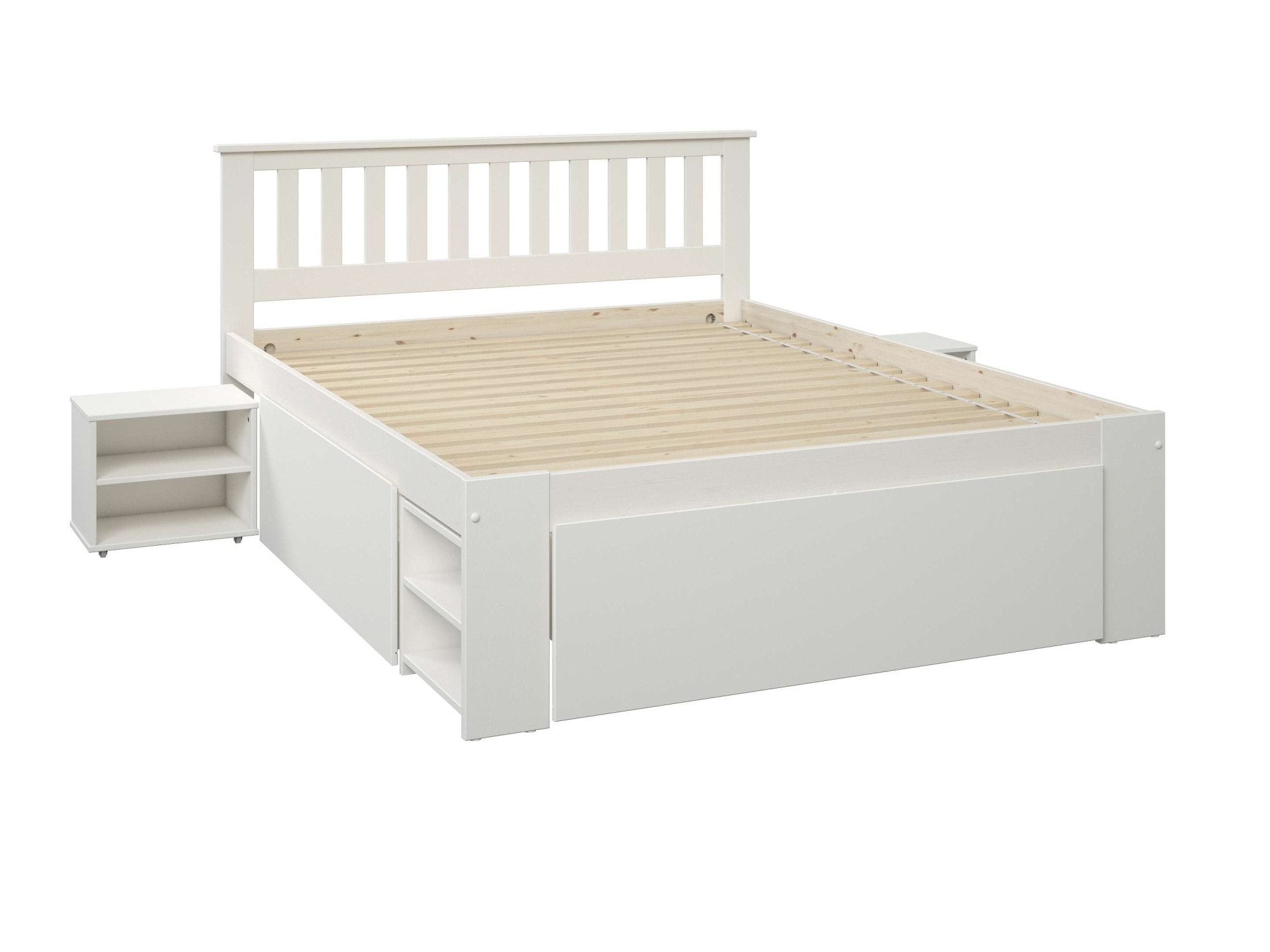 OTTO home Massivholzbett »Kallvin, maximaler Stauraum, 3 Bettkästen, Nachtschränke ausziehbar« inklusive Lattenrost, ideal fürs Jugendzimmer und kleine Räume, FSC®