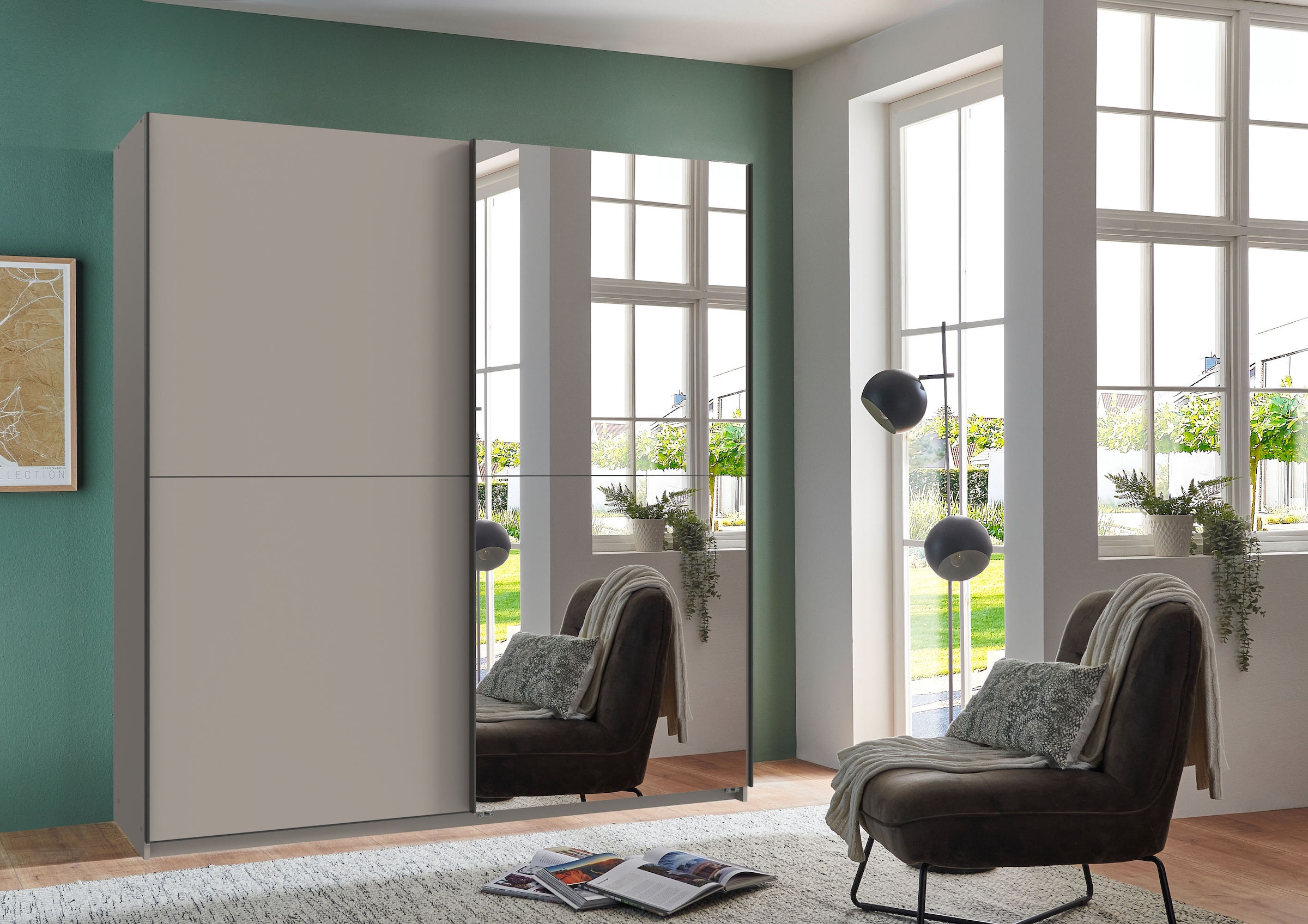 Wimex Kleiderschrank »Mugano, B/T/H 135 oder 180/65/198cm, Made in Germany«, (wähle Deine Ausstattung: Basic oder Premium!), 2 Schwebetüren mit oder ohne Spiegel, Metallgriffe