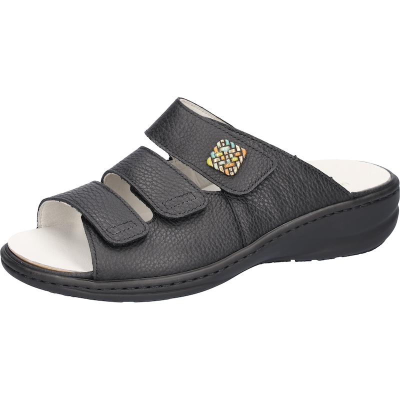 WALDLÄUFER Pantolette »Heria«, Keilabsatz, Sommerschuh, Schlappen in Weite H, Klettverschlüsse schwarz 7,5 (41) 7,5 (41) Pantolette mit dekorativem...