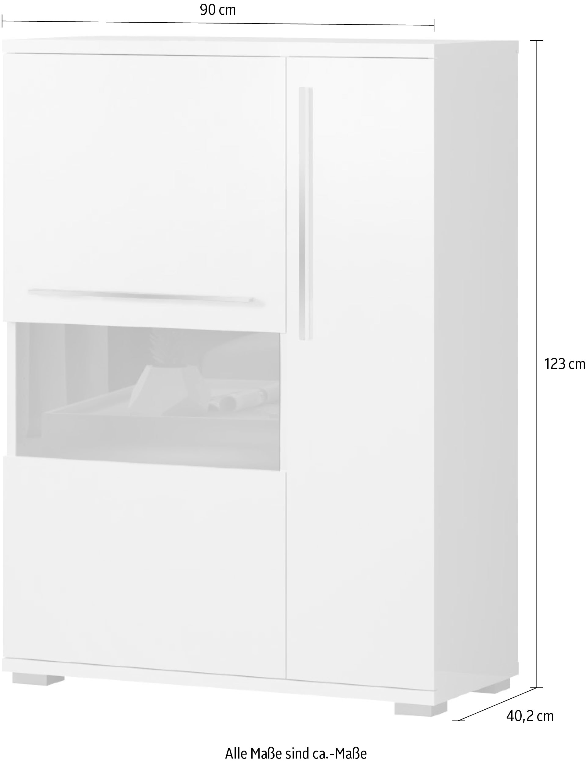 Places of Style Vitrine »Piano«, UV lackiert, Soft-Close Funktion