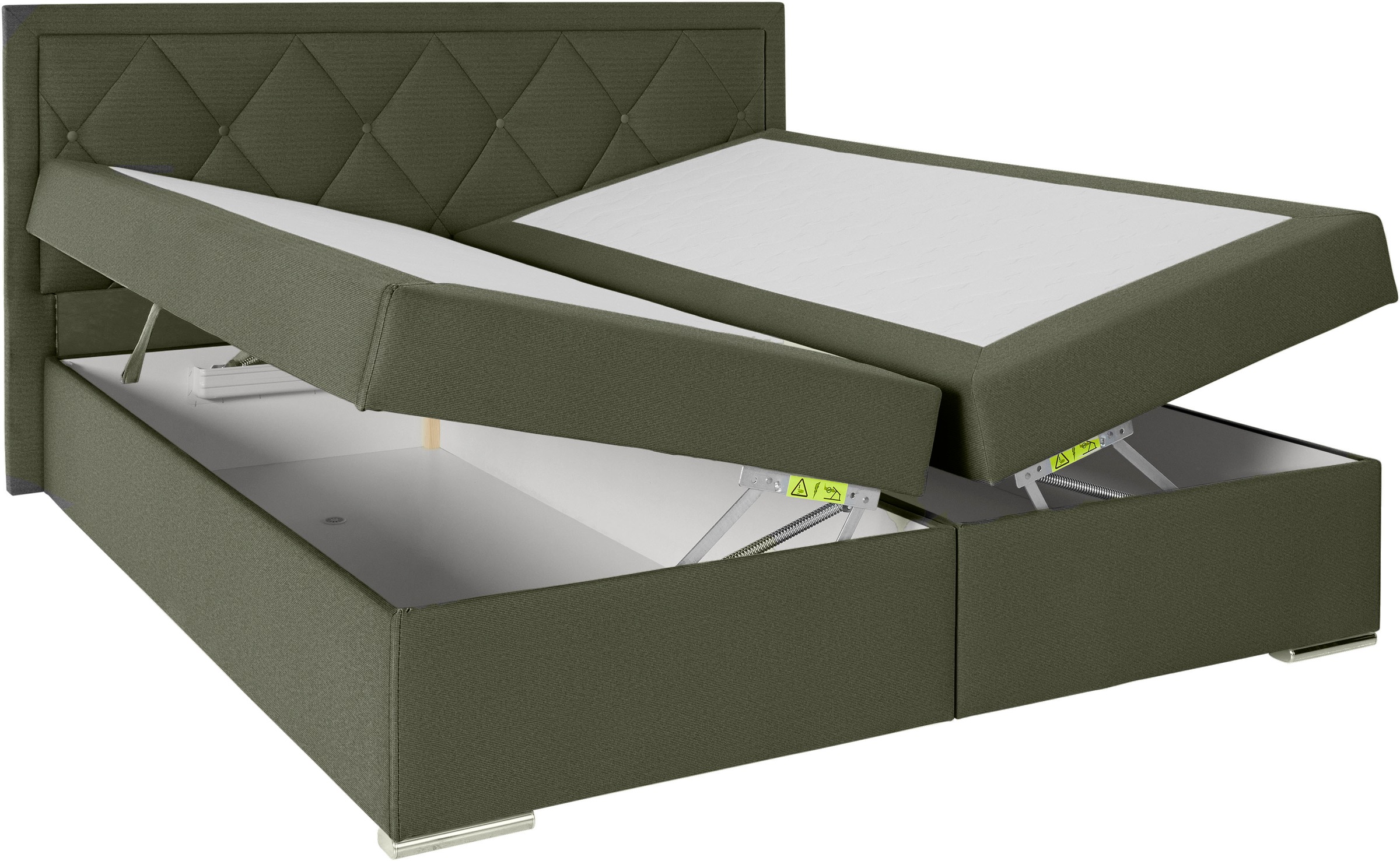 Leonique Boxbett »Alfie, Bestseller, wahlweise mit Bettkasten«, mit Knopfheftung im Kopfteil, H2, H3 und H4 wählbar
