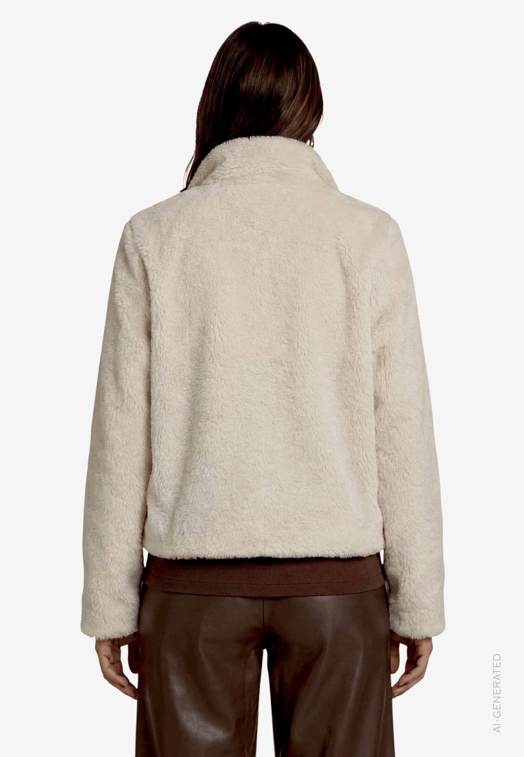 Zero Fellimitatjacke ohne Kapuze Kuscheljacke mit hohem Kragen