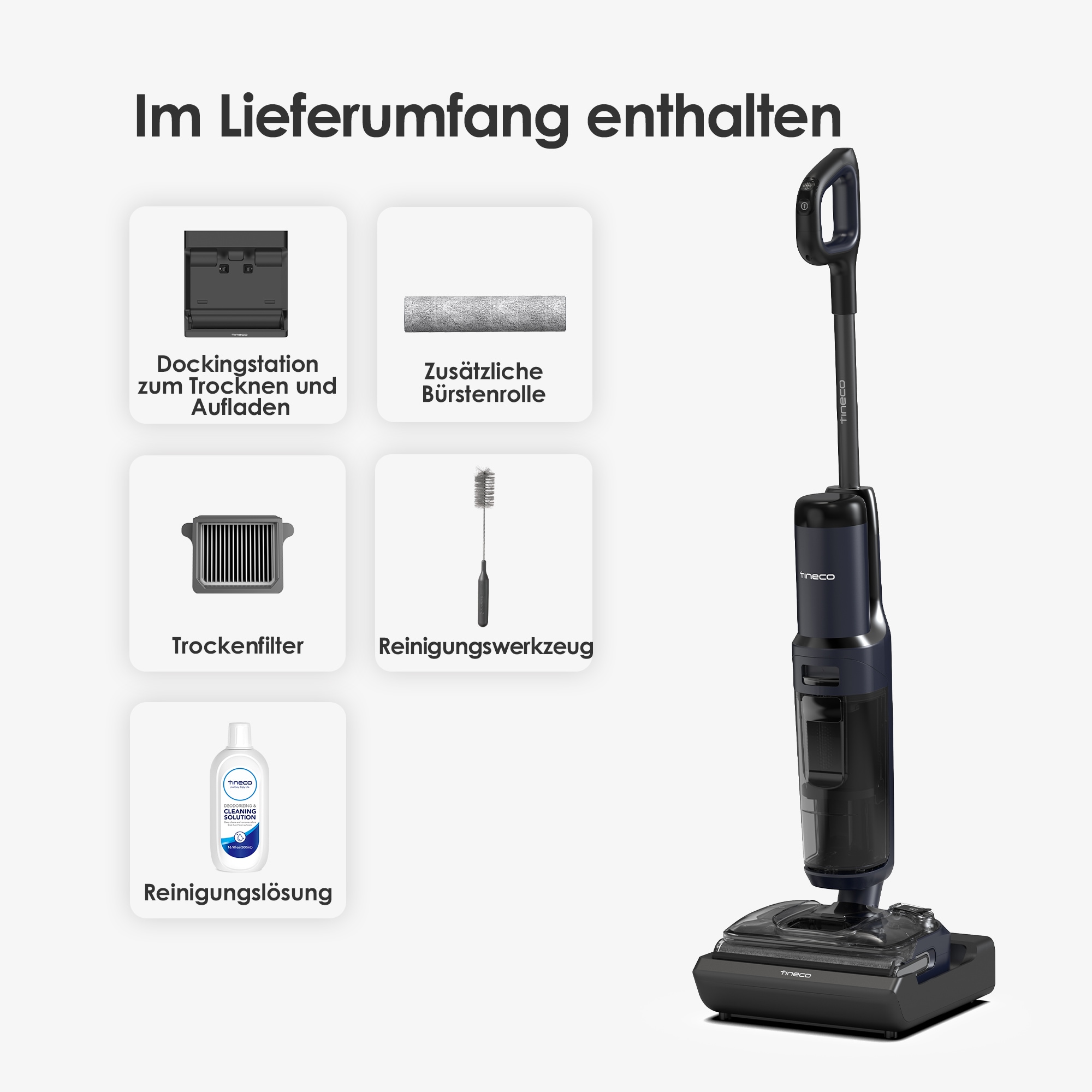 Tineco Nass-Trocken-Sauger »Floor One S7 Stretch, 85° Grad Heißluft-Trocknung, 180° Grad Neigung«, 50 Min Akku, automatische Anpassung der Saugleistung, Tierhaarfilter