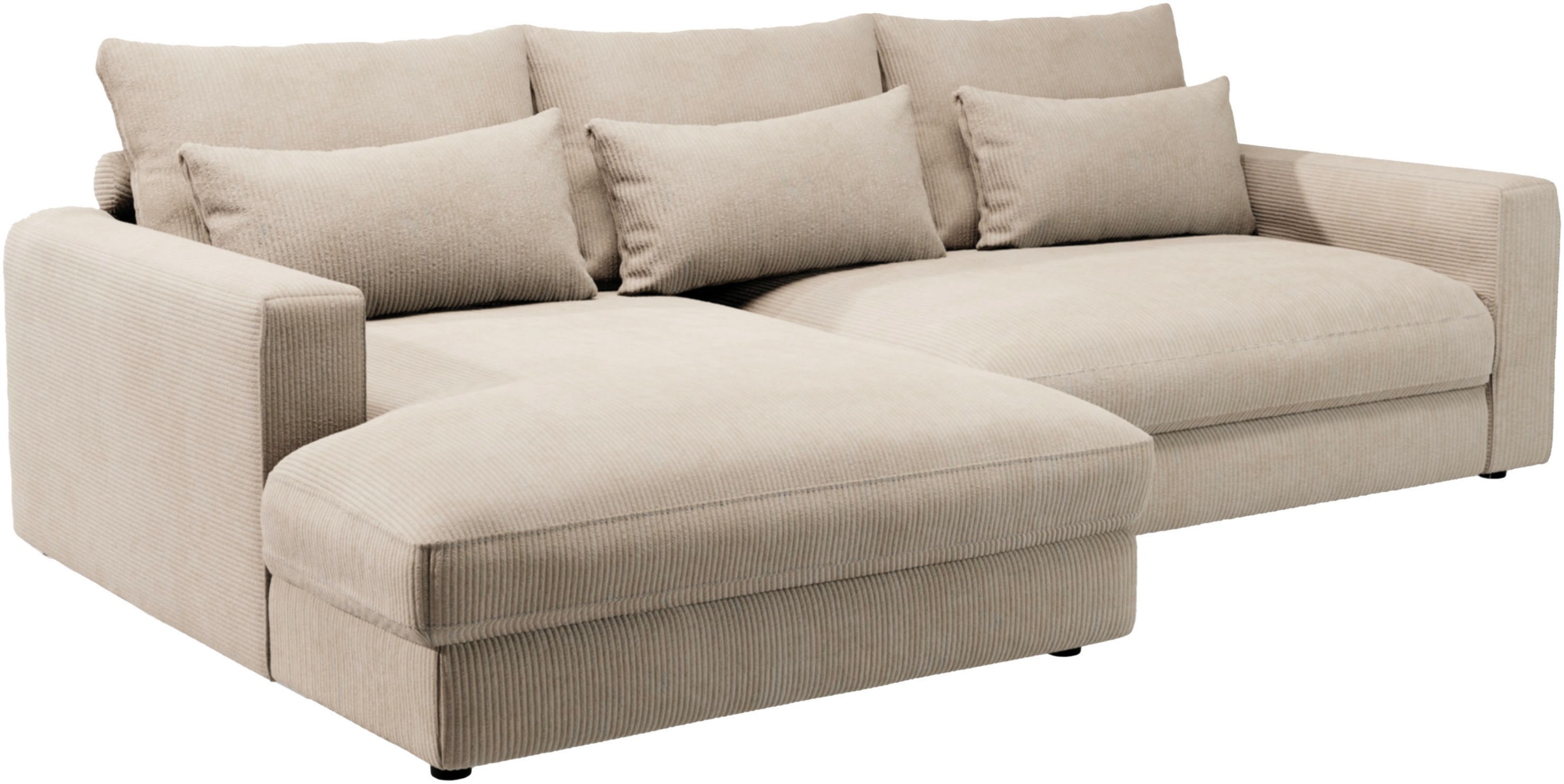 Home affaire Ecksofa »Darwin, viele Kissen, extra tiefe Sitzfläche, 271/89/171 (B(H/T)«, gemütlich und weich, L-Form, mit extra softem Sitzkomfort, Cord